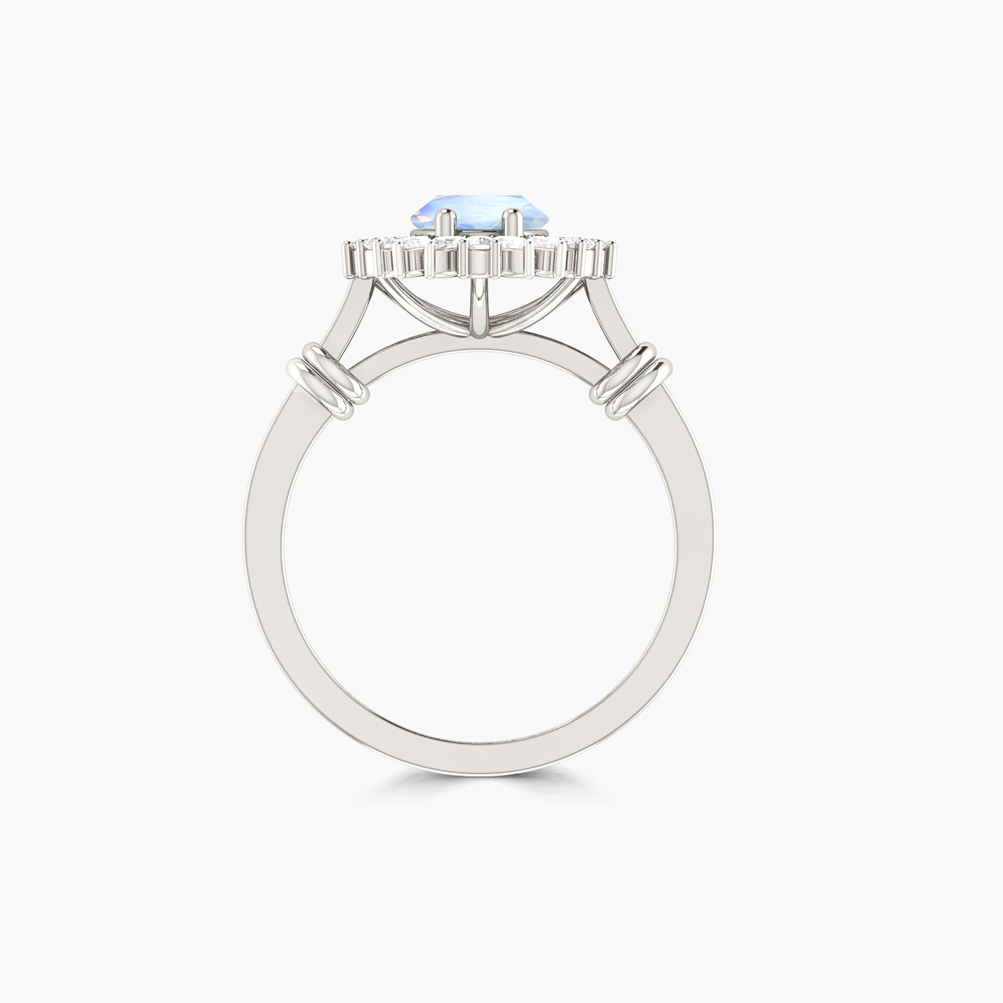 White Rainbow Moonstone Gold Statement Ring for Women – Elegant Wedding, Engagement & Party Jewelry Gift
