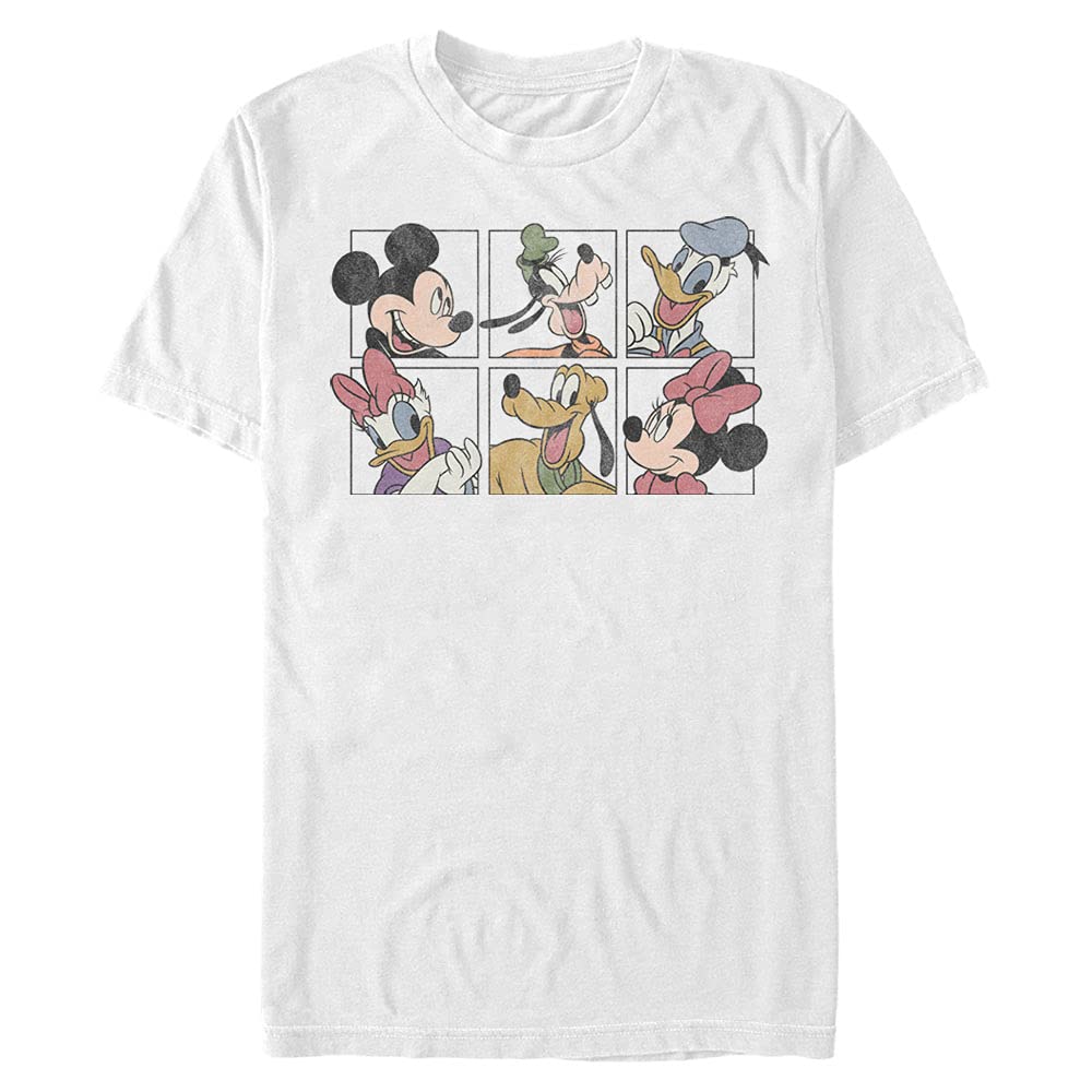 Disney Mickey and Friends Grid Graphic T-Shirt for Men - Casual Cotton Tee for Disney Fans, Theme Parks, and Everyday Wear