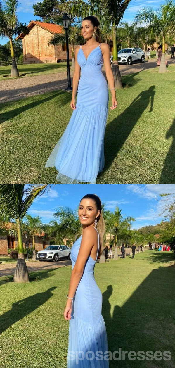 Elegant Blue Mermaid V-Neck Long Prom Dress for Women - Formal Evening Gown for Parties, Homecoming, and Special Occasions (Style 13741)