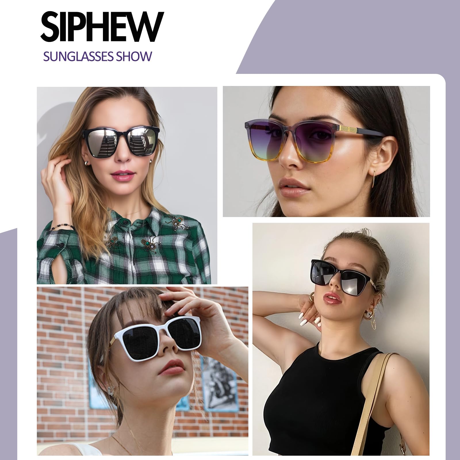 SIPHEW Oversized Square Sunglasses for Women - Lightweight Fashion Sunglasses with 100% UV400 Protection & Trendy Mirrored Lenses | Perfect for Beach, Driving, and Outdoor Activities