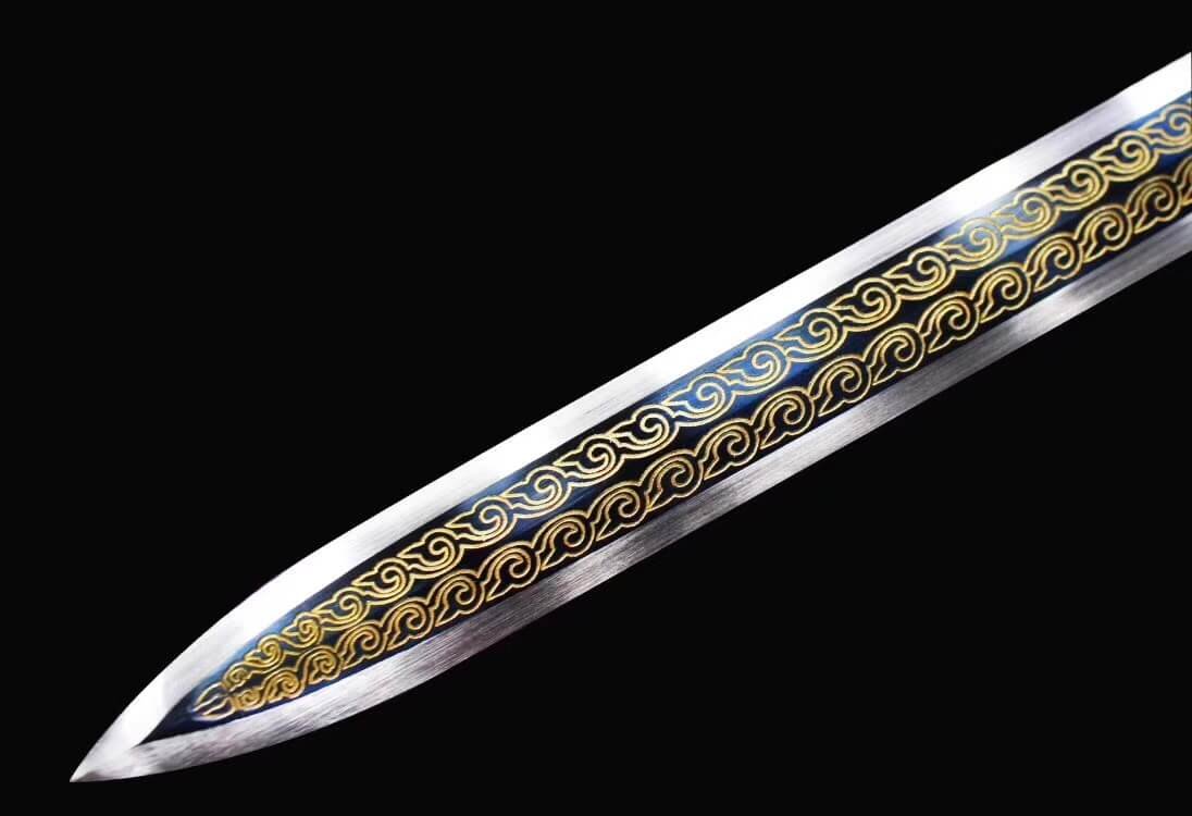 Hand Forged Chinese Han Jian Sword - High Manganese Steel Blade with Black Wood Handle & Alloy Fittings - Heat Tempered for Durability - Perfect for Martial Arts Training, Historical Reenactments, and Collection Display