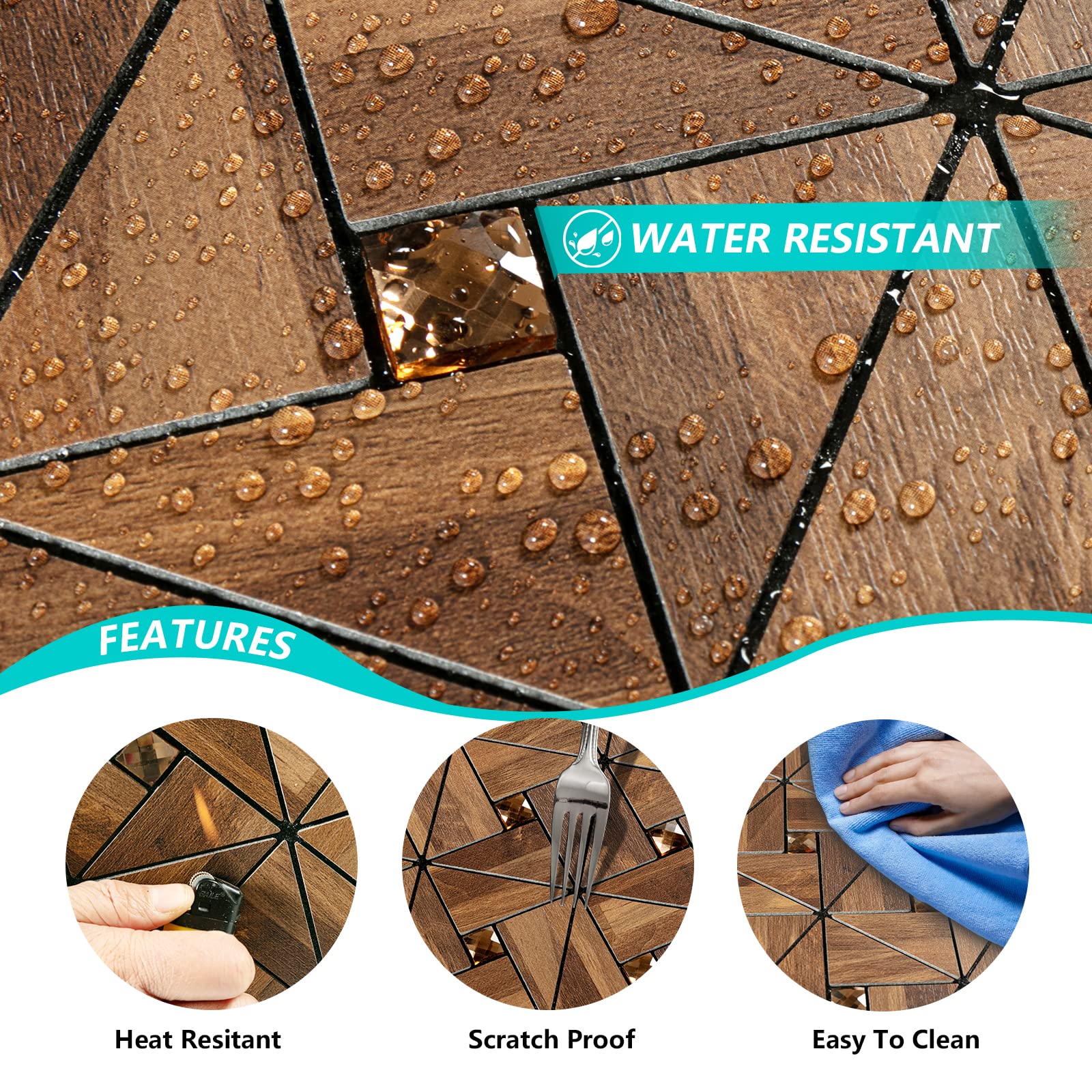 8-Sheet Peel and Stick Backsplash Kitchen Mosaic Tiles - Waterproof PVC Self-Adhesive Wall Decor for Backsplash, Kitchen, Bathroom & Laundry Room - Easy DIY Home Improvement Solution
