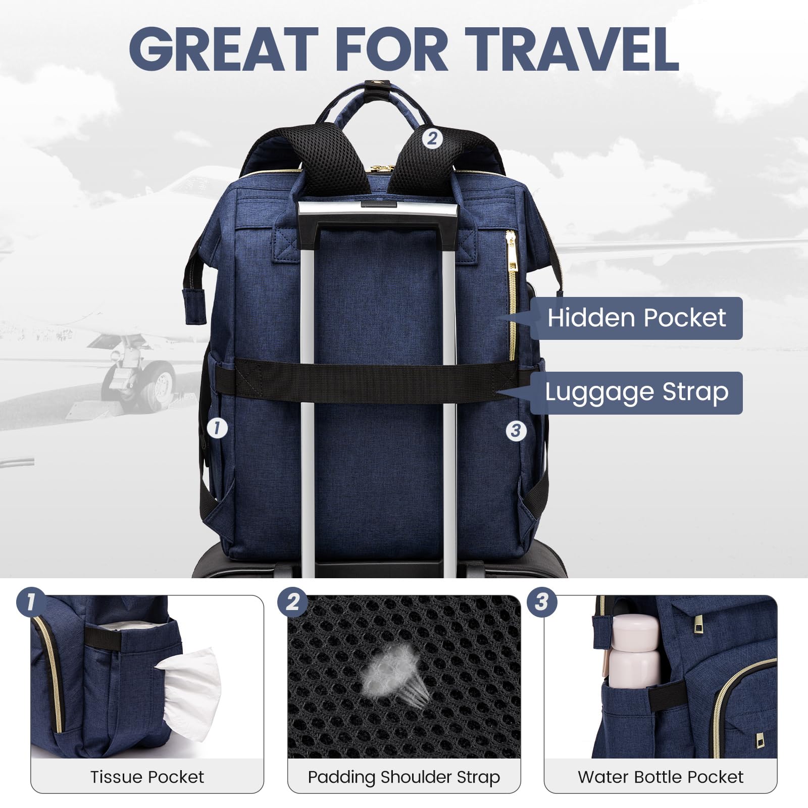 LOVEVOOK 17 Inch Laptop Backpack for Women - Waterproof USB Charging Travel Backpack, Professional Work Bag for Nurse, Teacher & College Students - Dark Blue | Perfect for Commuting, Business Trips & Campus Use