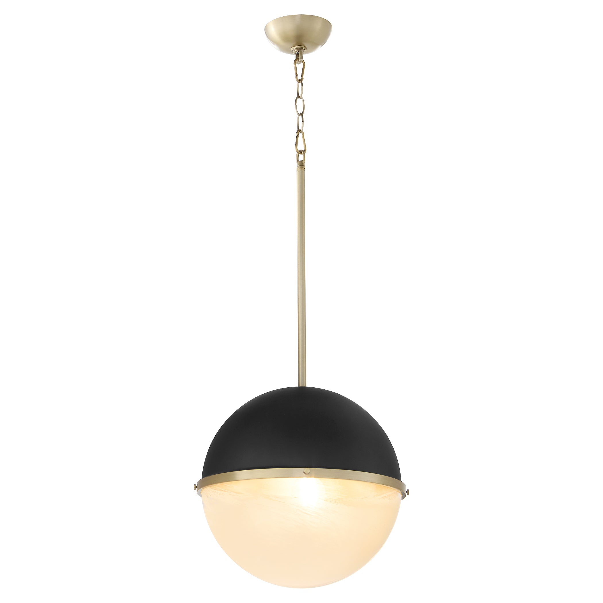 Textured Black and Aged Brass Pendant Light - Modern Industrial Ceiling Fixture for Dining Room, Kitchen, or Living Room