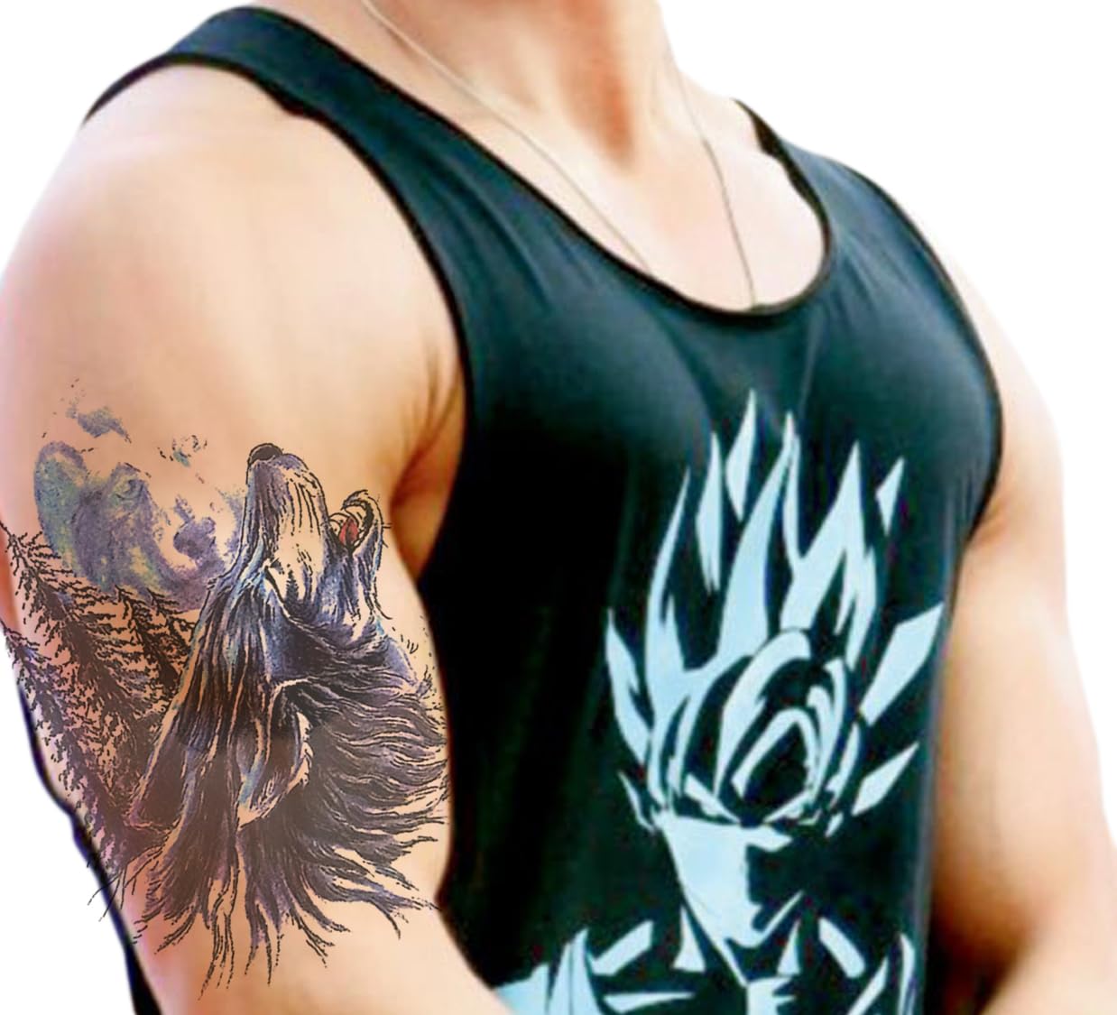 Waterproof Temporary Tattoo Stickers for Men & Women - 3D Realistic Flowers, Butterflies, Stars, Angels, Wolves & Armband Designs (21x15cm) | Perfect for Parties, Festivals, Cosplay & Body Art | HB-231