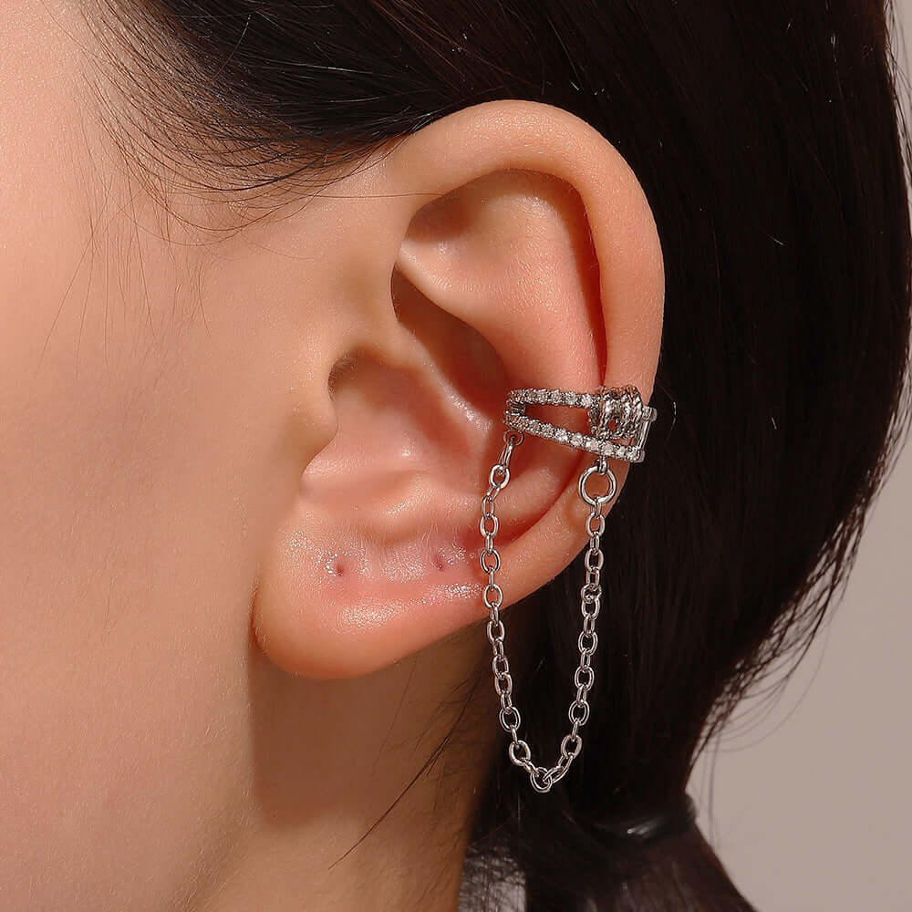 Gold Circle Layering Non-Piercing Tassel Clip Ear Cuff | R2038 | Boho Chic Jewelry for Women | Perfect for Parties, Weddings & Everyday Wear