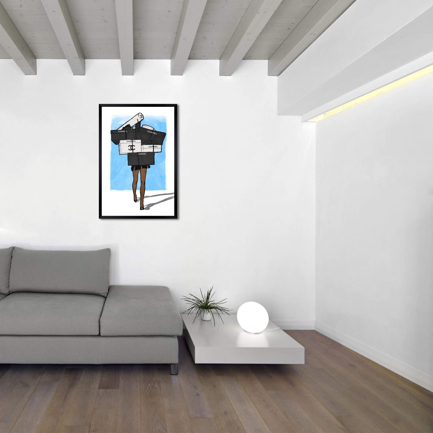 Oliver Gal 'French Boxes Overload Blue' Framed Wall Art Print - 47x32 Inches, Modern Home Decor for Living Room, Bedroom & Office