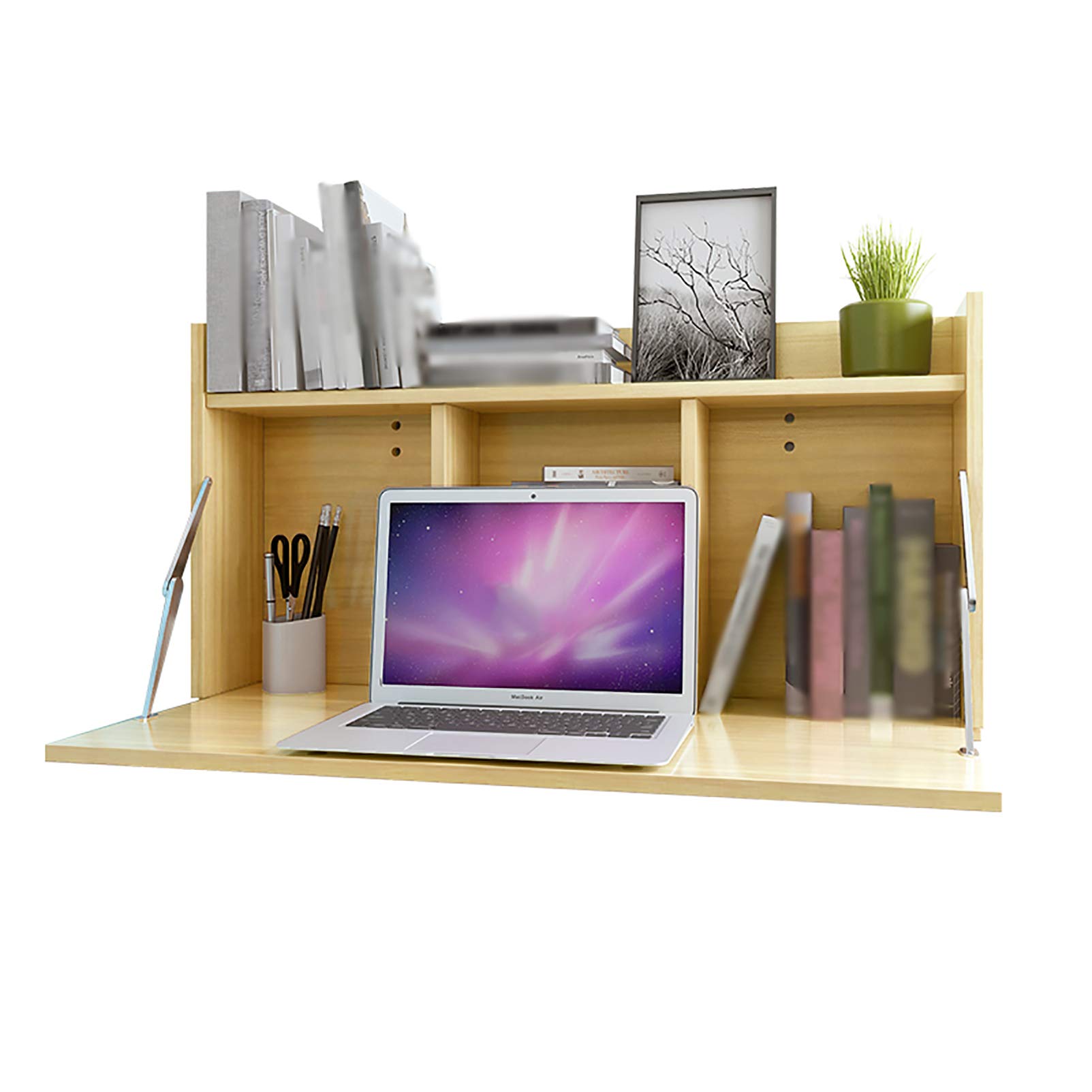 SYTH Wall-Mounted Folding Table with Storage Locker | Space-Saving Foldable Computer Desk | Floating Wall Mounted Workstation for Home Office, Kitchen & Small Spaces | Perfect for Apartments, Dorms & Compact Living Areas