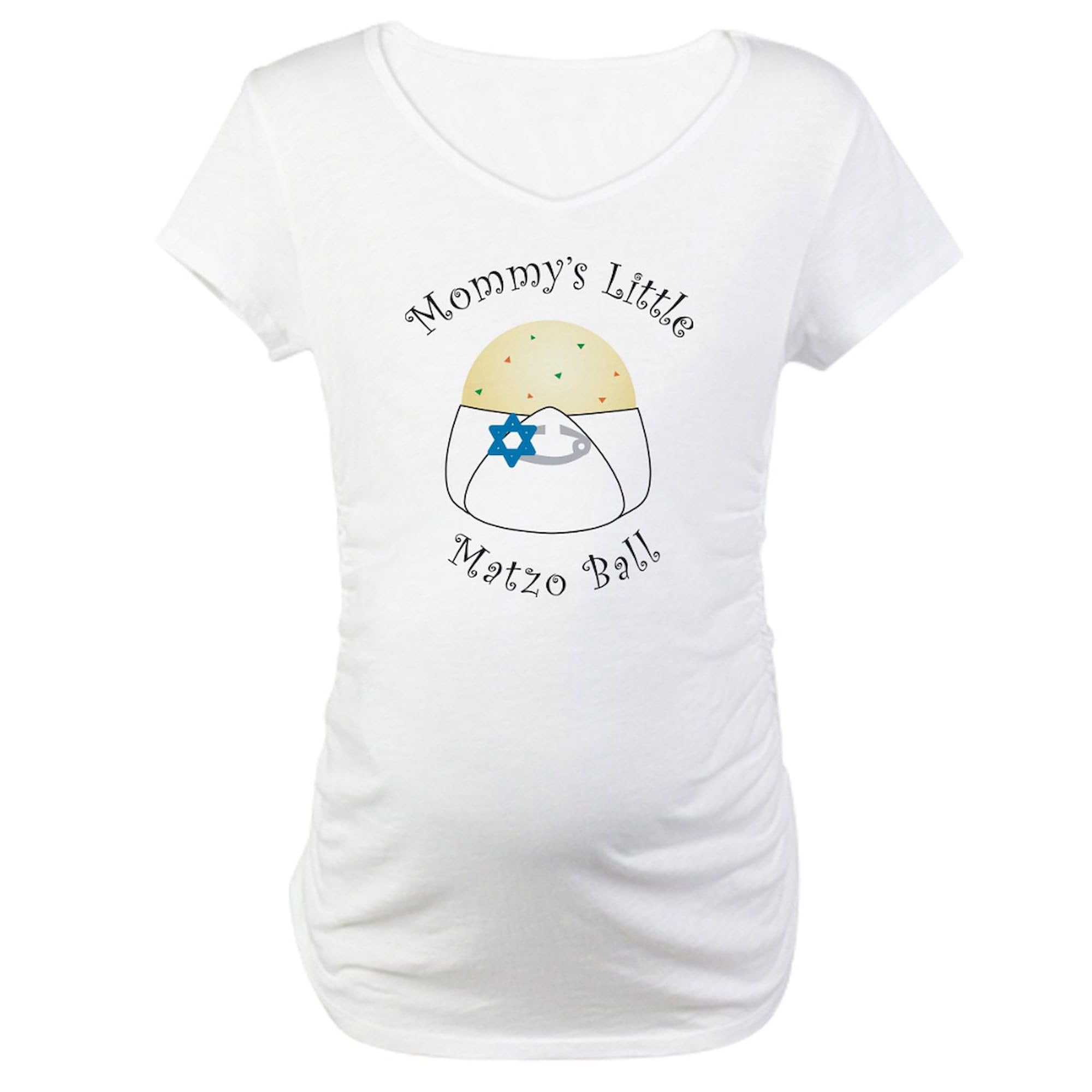 Mommy's Little Matzo Ball Maternity T-Shirt - Women's Ruched Side Pregnancy Shirt for Expecting Moms | Perfect for Baby Showers, Maternity Photos & Casual Wear