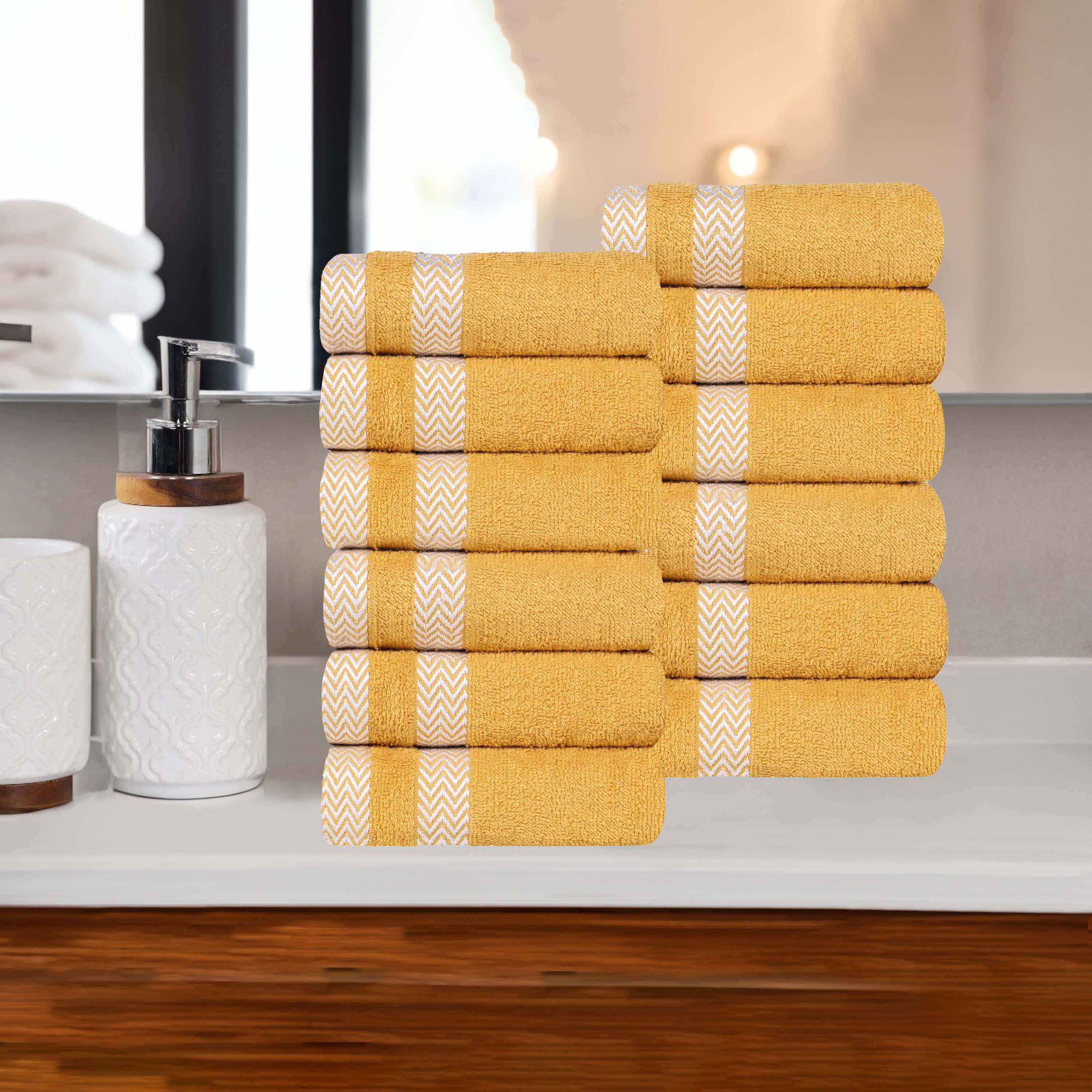 Premium 12-Pack Medium Weight Cotton Face Towels & Washcloths – Soft, Absorbent for Skincare, Makeup Removal, and Bathing