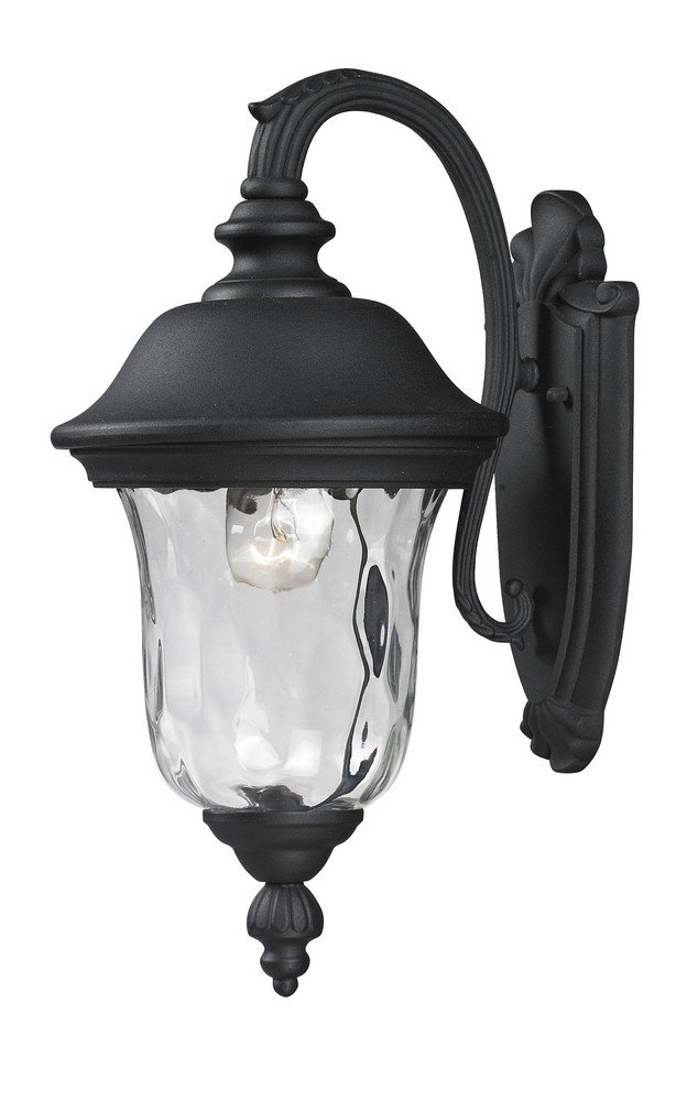 Z-Lite 534S-BK Armstrong Outdoor Wall Light - Black Aluminum Frame with Clear Water Glass Shade - Durable Weatherproof Exterior Lighting for Porch, Patio, Garden, and Entryway