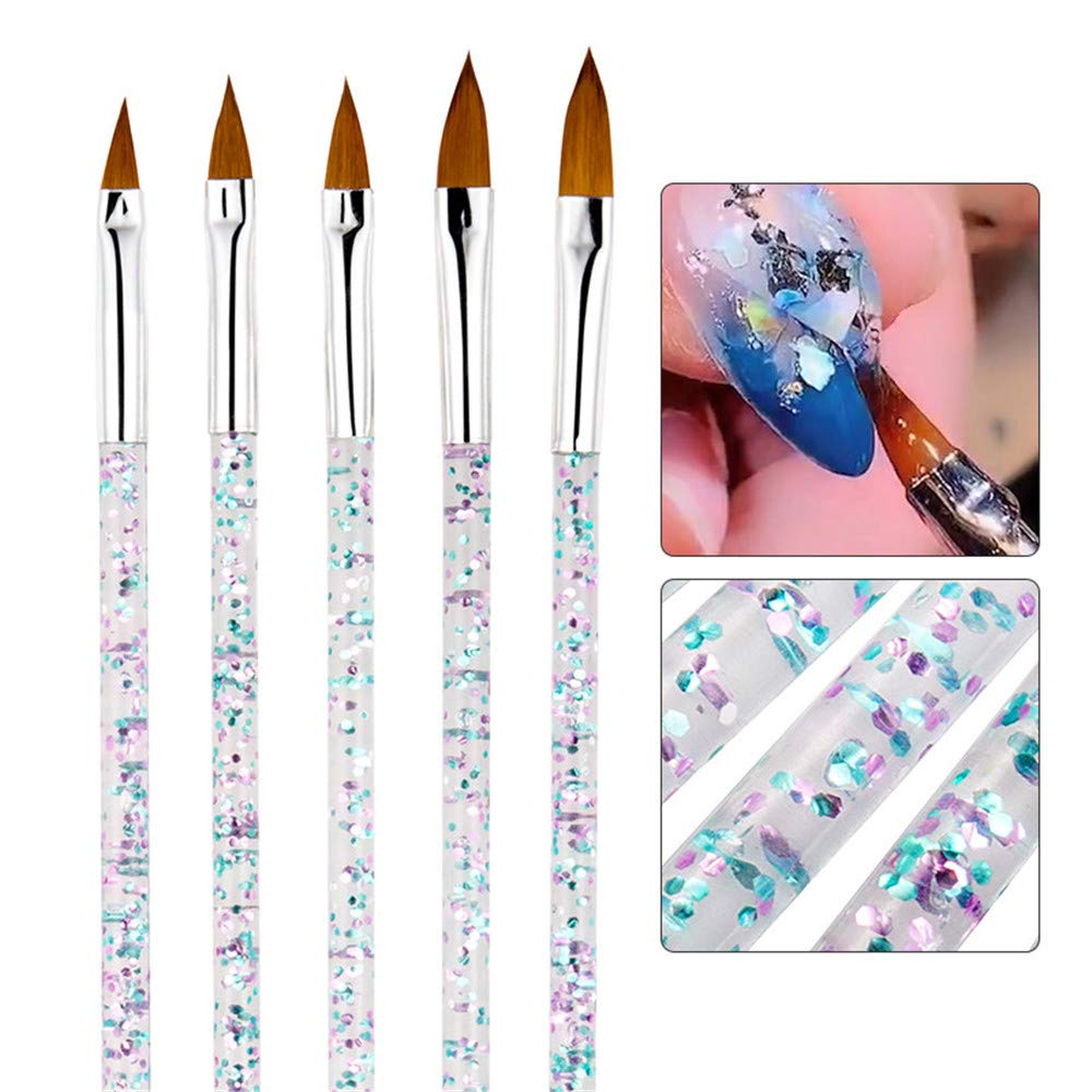 8-Piece Nail Art Brush Set with Rhinestone Handle - Professional Acrylic Nail Painting Brushes, Liner Brushes & Nail Art Pens for Salon & Home Manicures - Perfect for Gel Polish, Nail Extensions & DIY Nail Designs