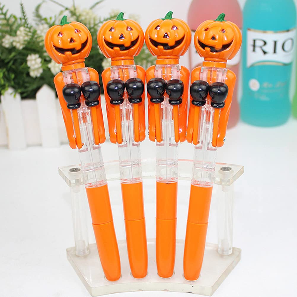 LUOZZY 4Pcs Halloween Ballpoint Pens - Glow in The Dark Pumpkin & Skull Design Fun Writing Pens for Kids - Perfect Halloween Party Favors, School Supplies & Trick-or-Treat Gifts (Random Styles)