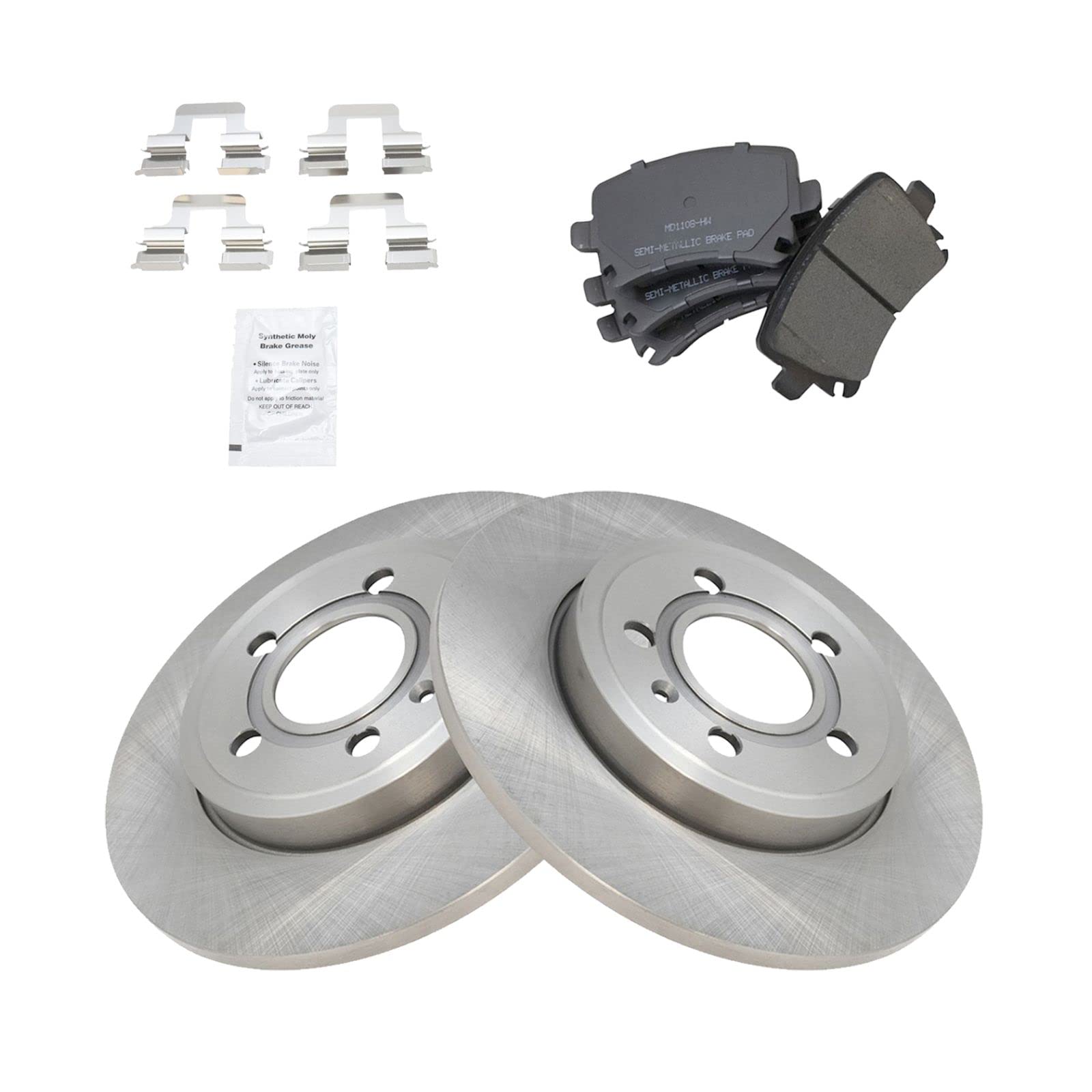 High-Performance Rear Brake Pad & Rotor Kit - Semi-Metallic Brake Pads & Rotors for 2006-2009 Audi A4 & A4 Quattro - Perfect for City Driving & Highway Commuting