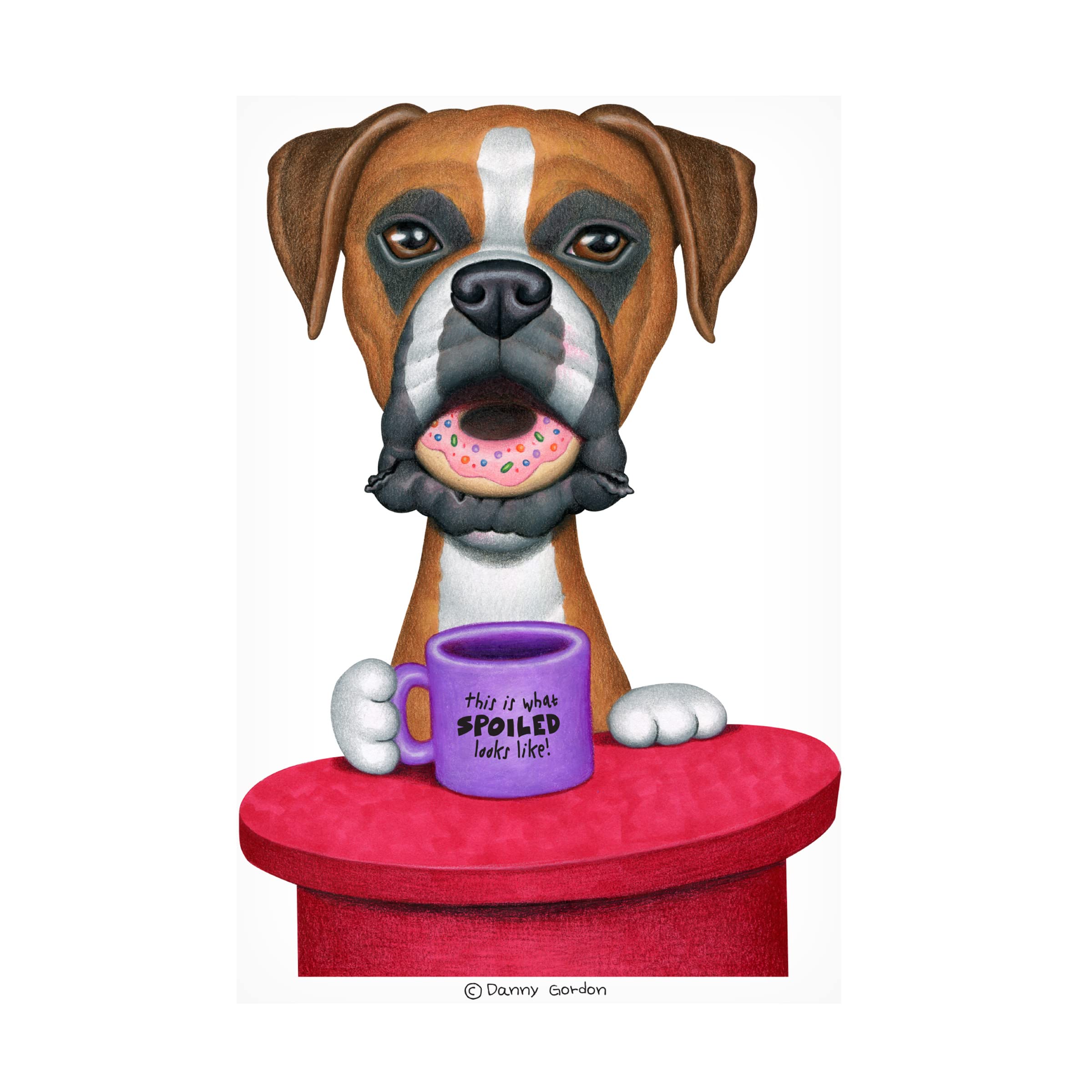 Danny Gordon 'Boxer Coffee and Donut' Canvas Art Print - Premium Trademark Fine Art Wall Decor for Home, Office & Cafe - Perfect Gift for Coffee Lovers & Boxing Fans