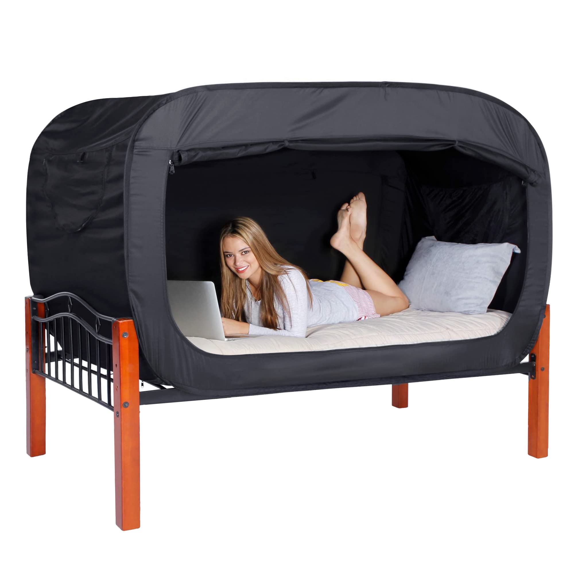 Portable Bed Tent Canopy for Kids & Adults - Breathable Indoor Sleeping Tent with 2 Doors, Private Space for Bedroom, Camping & Nap Time