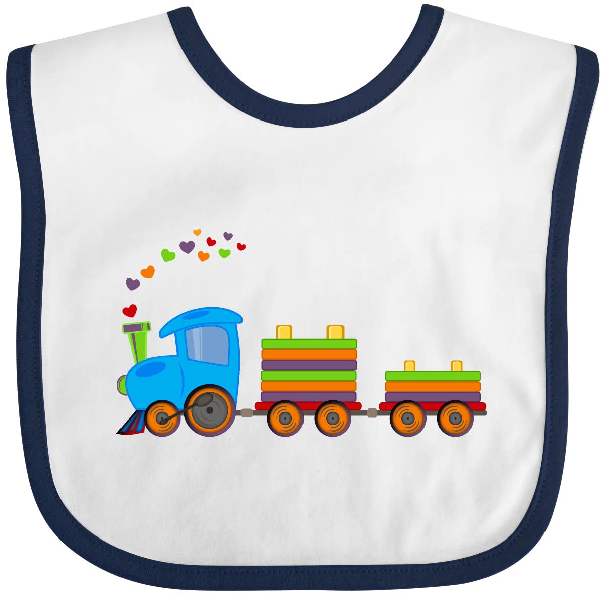 Inktastic Colorful Toy Train Baby Bib - Soft Cotton Drool Bibs for Infants & Toddlers - Perfect for Feeding, Teething & Playtime