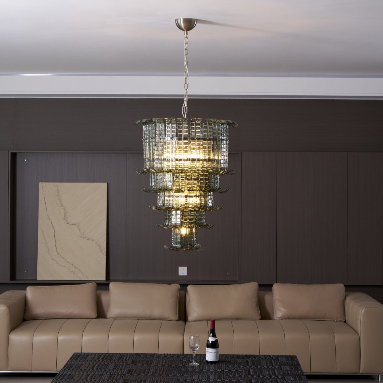 Elegant Cascade Murano Glass Chandelier - Handcrafted Italian Lighting Fixture for Dining Room, Living Room & Bedroom Decor