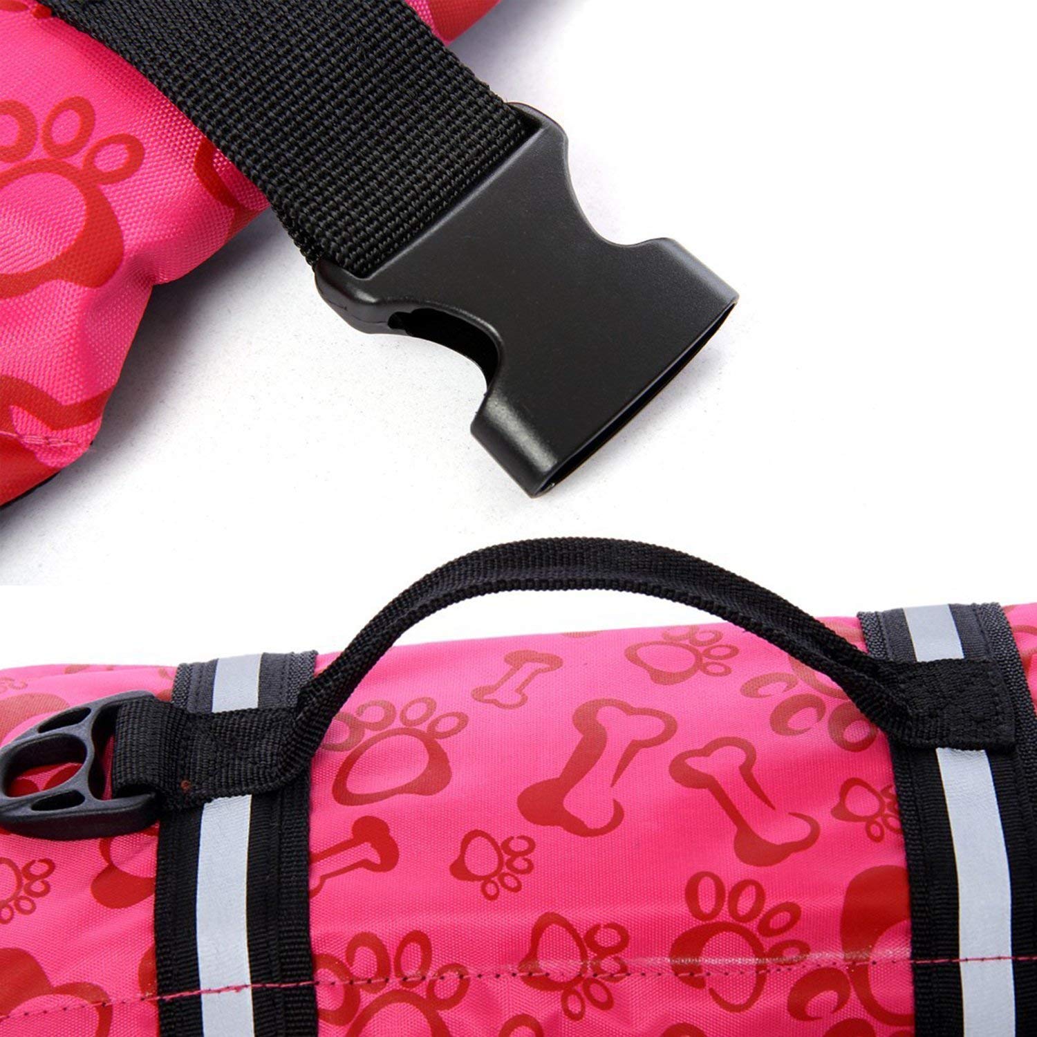 GabeFish Dog Life Jacket - XL Pet Safety Vest with Reflective Strips & Harness for Swimming, Boating & Water Activities (Bone Pink)