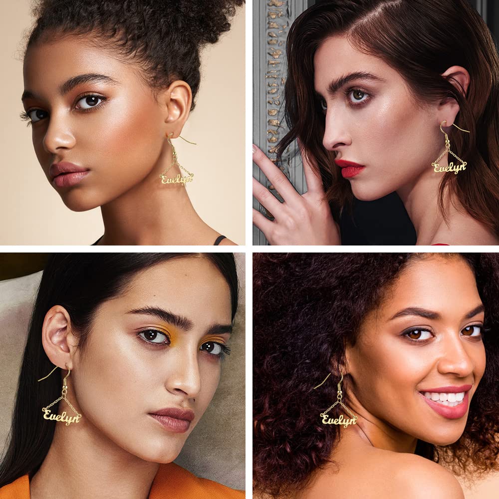 Personalized Bamboo Hoop Earrings with Custom Names - Large Oversized Hip Hop Style Jewelry for Women, Wife, Mom, Daughter & Sister - Perfect for Birthday Parties, Graduation Gifts & Everyday Fashion Accessories