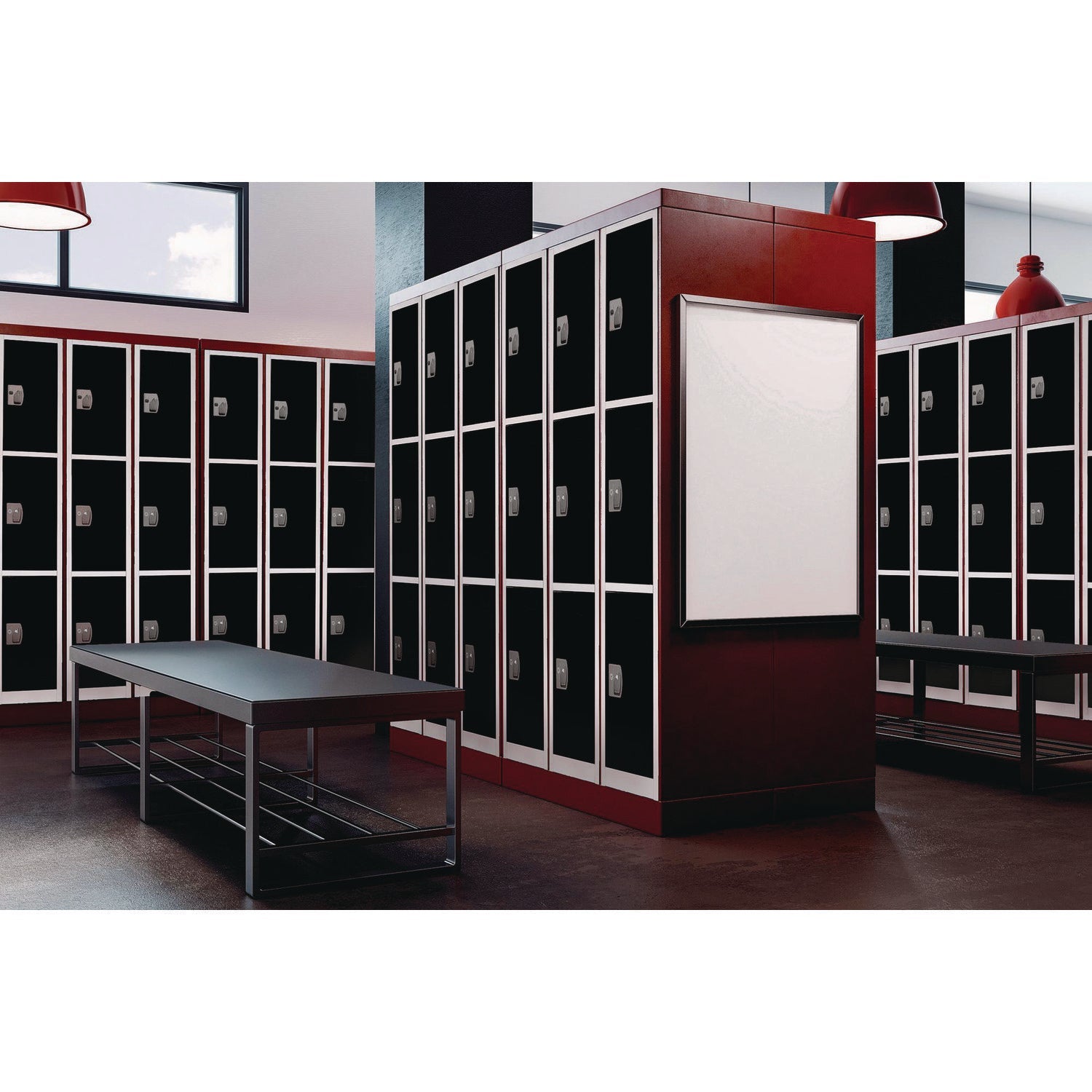 AdirOffice 3-Compartment Steel Storage Locker - 12x12x72 Inches, Black - Perfect for Gym, School, Office & Warehouse Organization