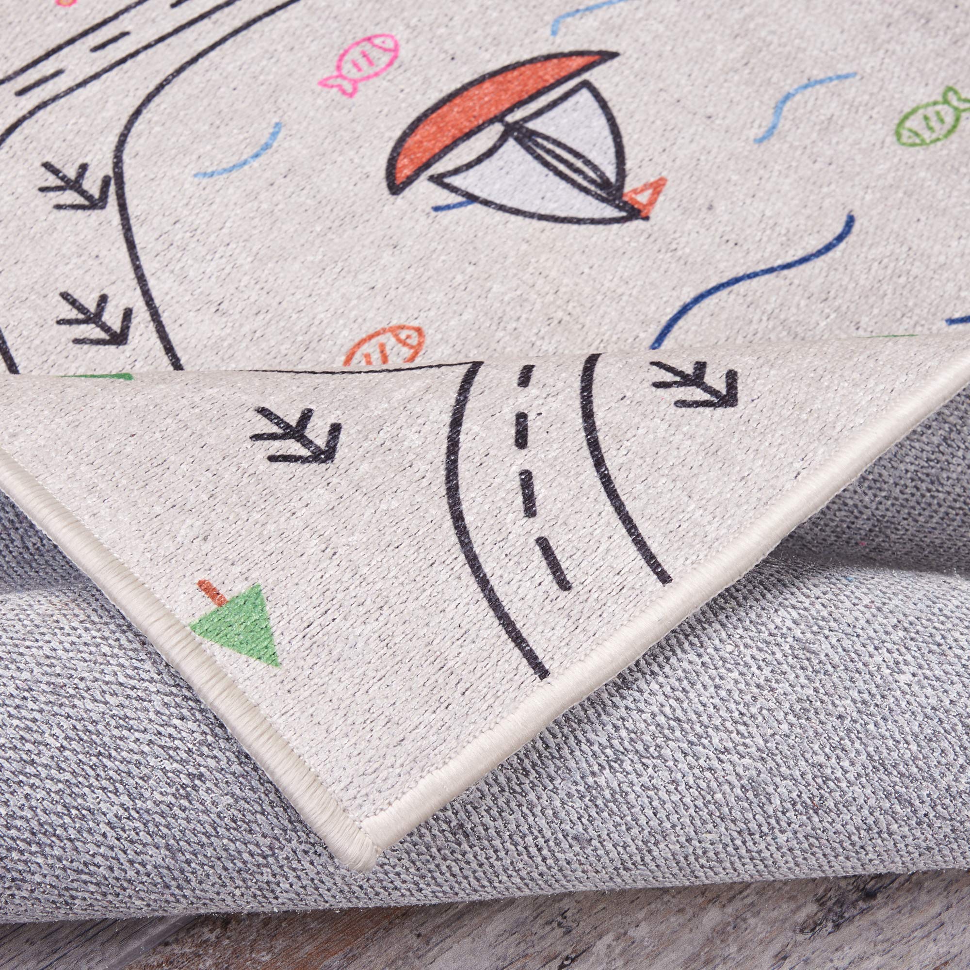 Happy Woody Nursery Rug - Non-Slip Kids Play Mat with Road Design, 39