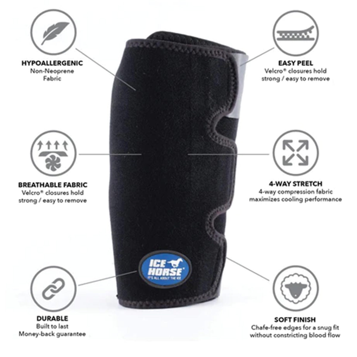 Ice Horse Knee Wrap - Support & Pain Relief for Running, Workout & Recovery - Adjustable Compression Sleeve for Men & Women