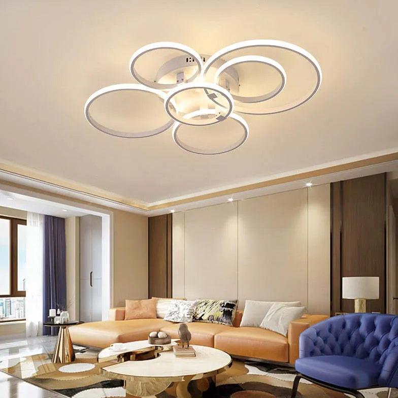 Modern LED Pendant Light with Ring Design - Stylish Ceiling Lighting for Living Room, Bedroom, and Dining Area