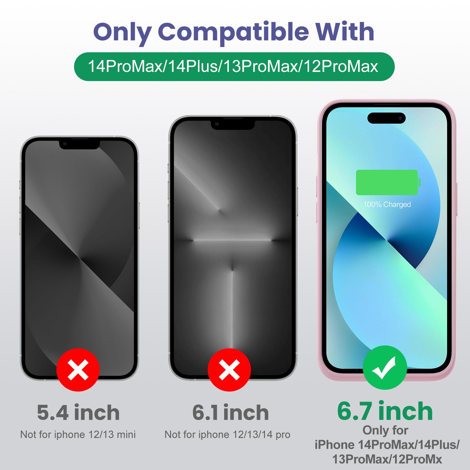 HETP 8600mAh Rechargeable Battery Case for iPhone 12 Pro Max/13 Pro Max/14 Pro Max/14 Plus - Portable External Charger & Power Bank (Pink) | Perfect for Travel, Outdoor Activities & Emergency Charging
