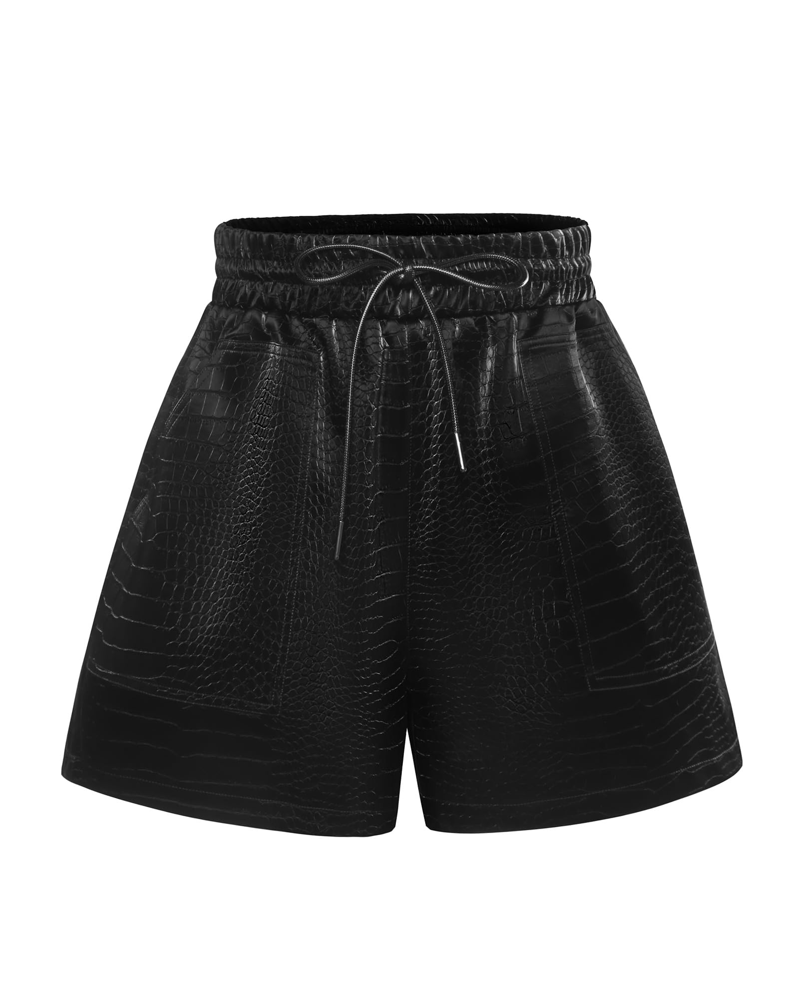 QIANXIZHAN Women's Faux Leather High Waist Wide Leg Shorts - Sexy Stretch Denim Shorts for Women | Perfect for Night Out, Club Wear & Summer Fashion
