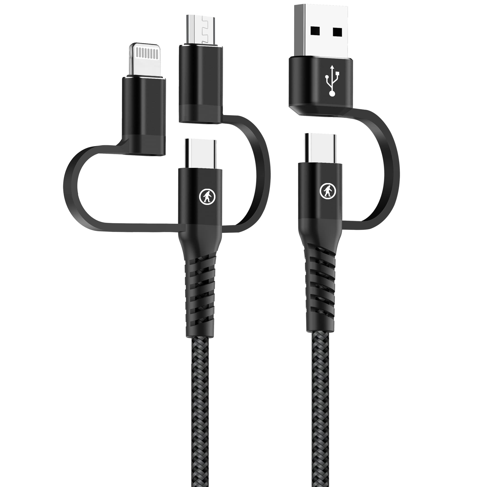**Calamari Ultra Plus 5-in-1 Charging Cable - 6.5ft Nylon Braided USB-C, Lightning, USB-A & Micro USB Cable - Fast Charging for iPhone, Android, iPad - Perfect for Travel, Home & Office**