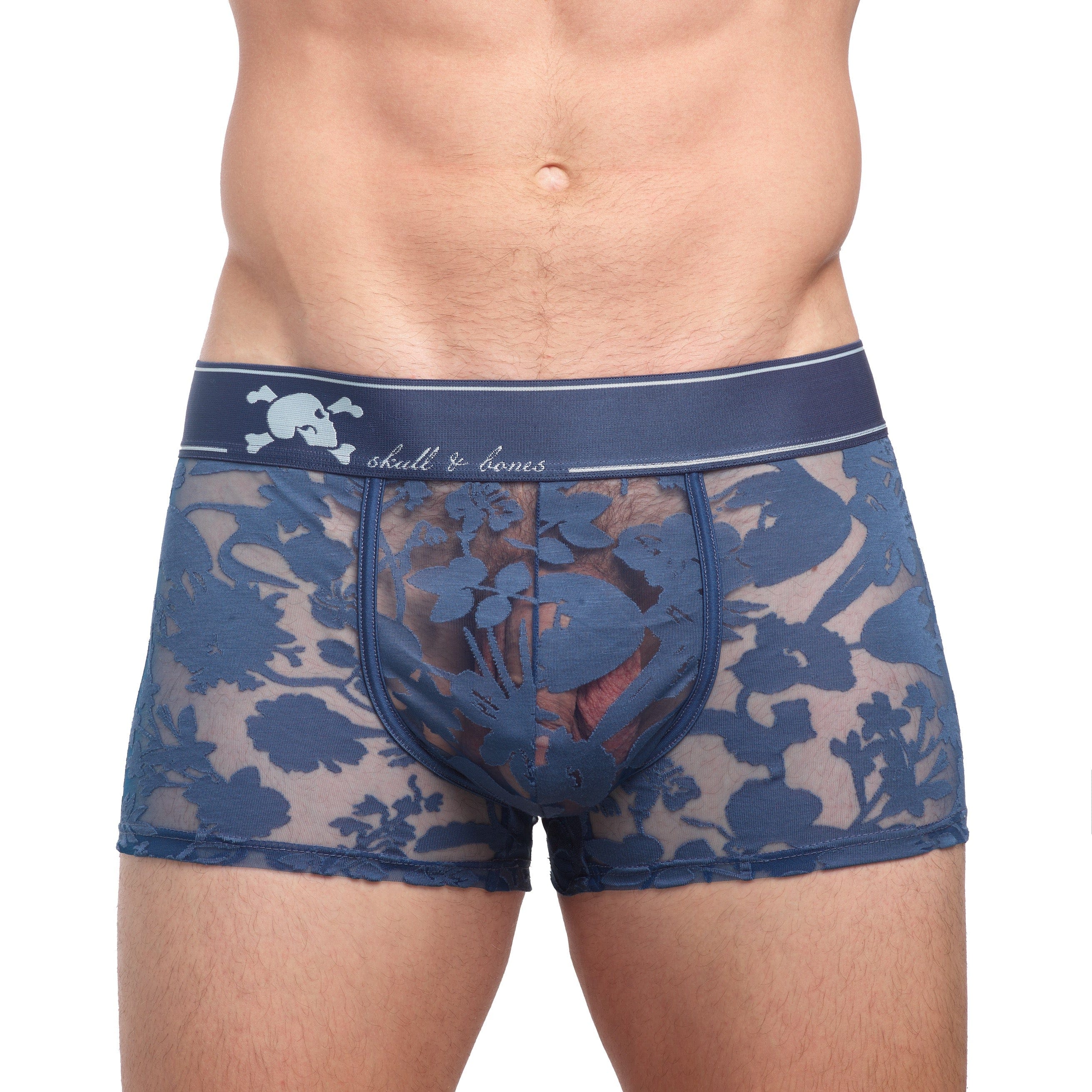 Dutch Floral Burnout Trunk Blue - Vintage-Inspired Swimwear for Women | Perfect for Beach Vacations, Pool Parties & Summer Getaways
