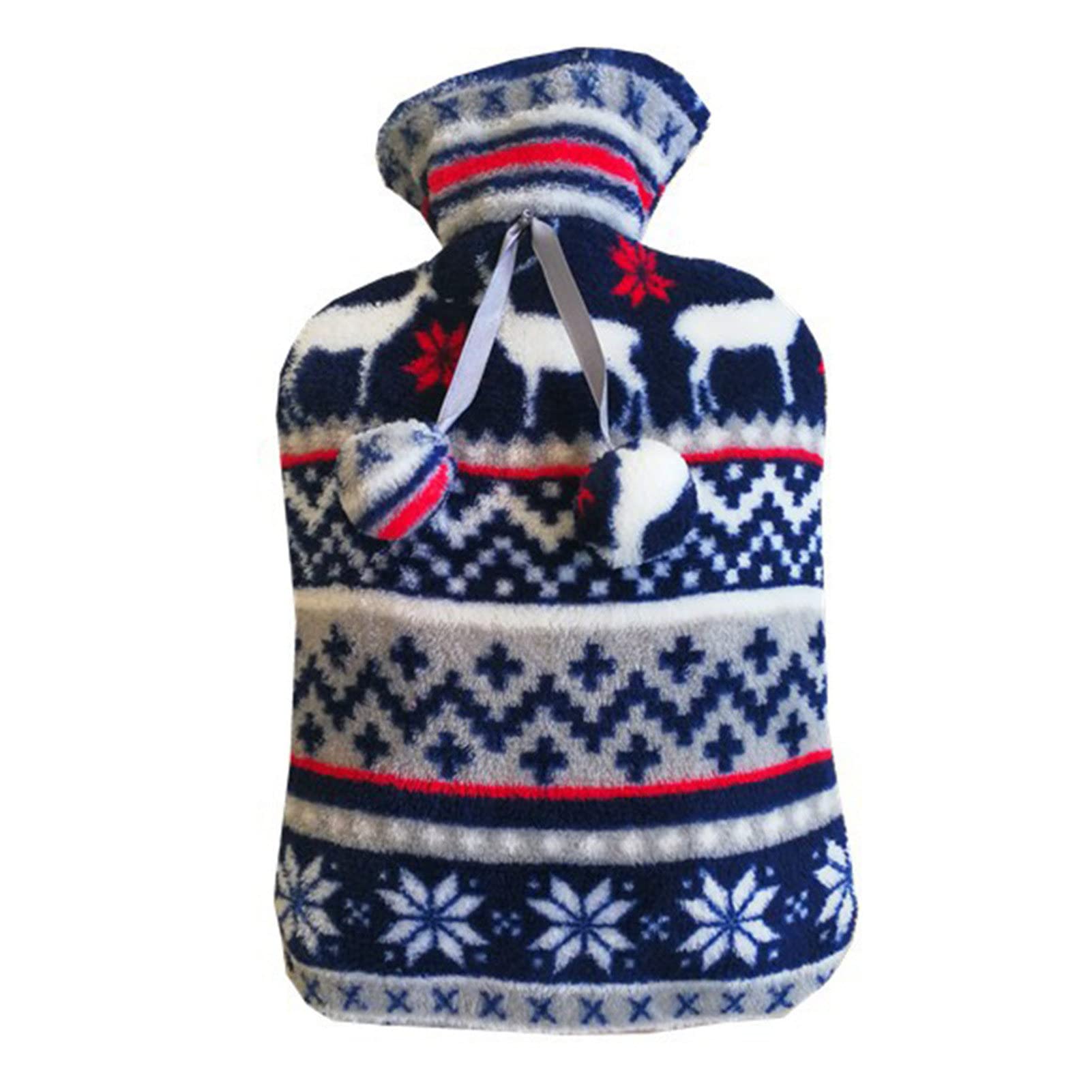 NUZYZ Hot Water Bottle with Cute Mouse Print Knitted Cover - Soft & Warm for Travel, Home, and Office Use - Perfect for Pain Relief, Cold Weather, and Relaxation