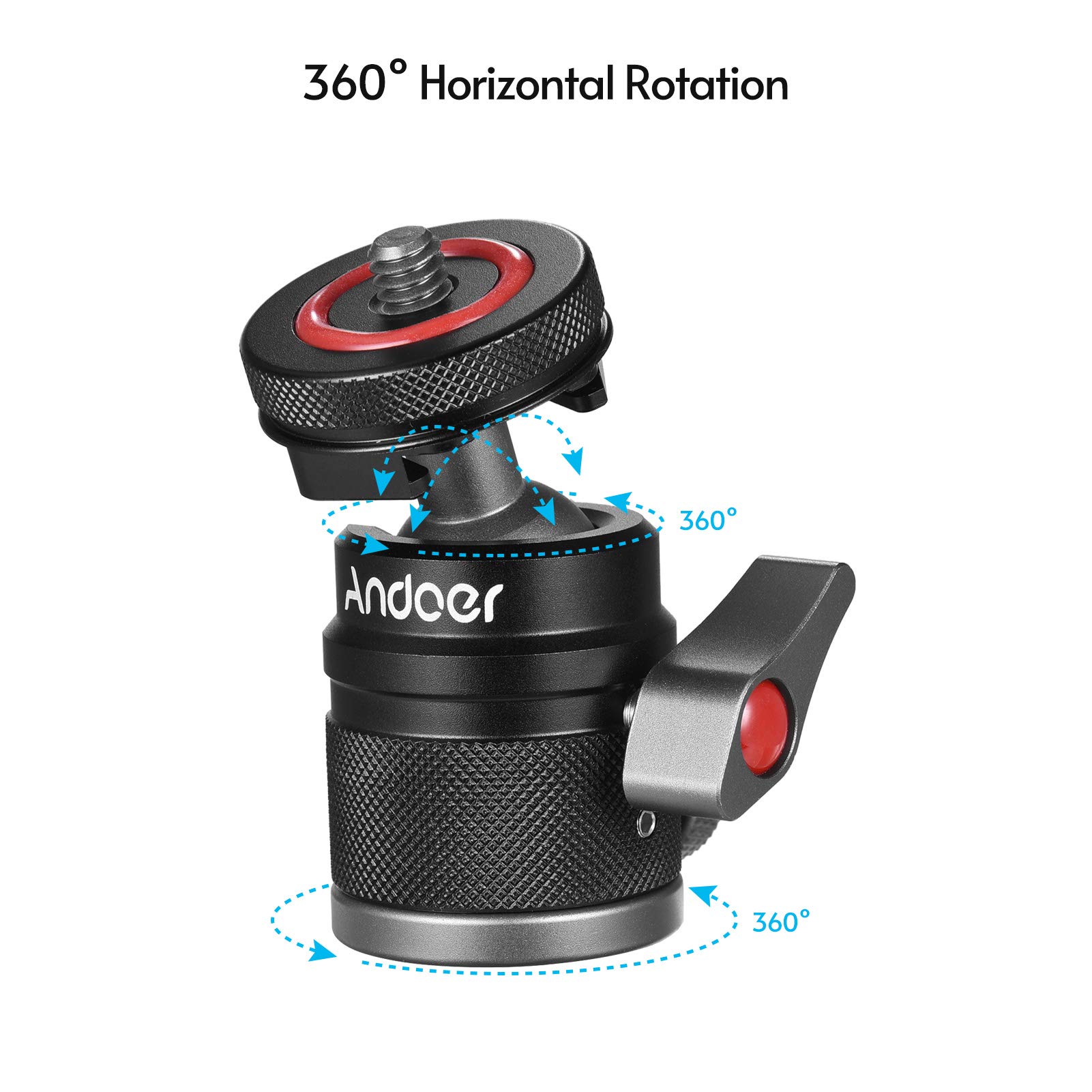 Andoer 360° Rotating Ball Head Adapter - 1/4