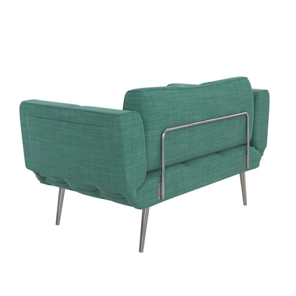 Allora Upholstered Futon with Storage in Teal Green - Convertible Sofa Bed for Small Spaces, Guest Room & Dormitory