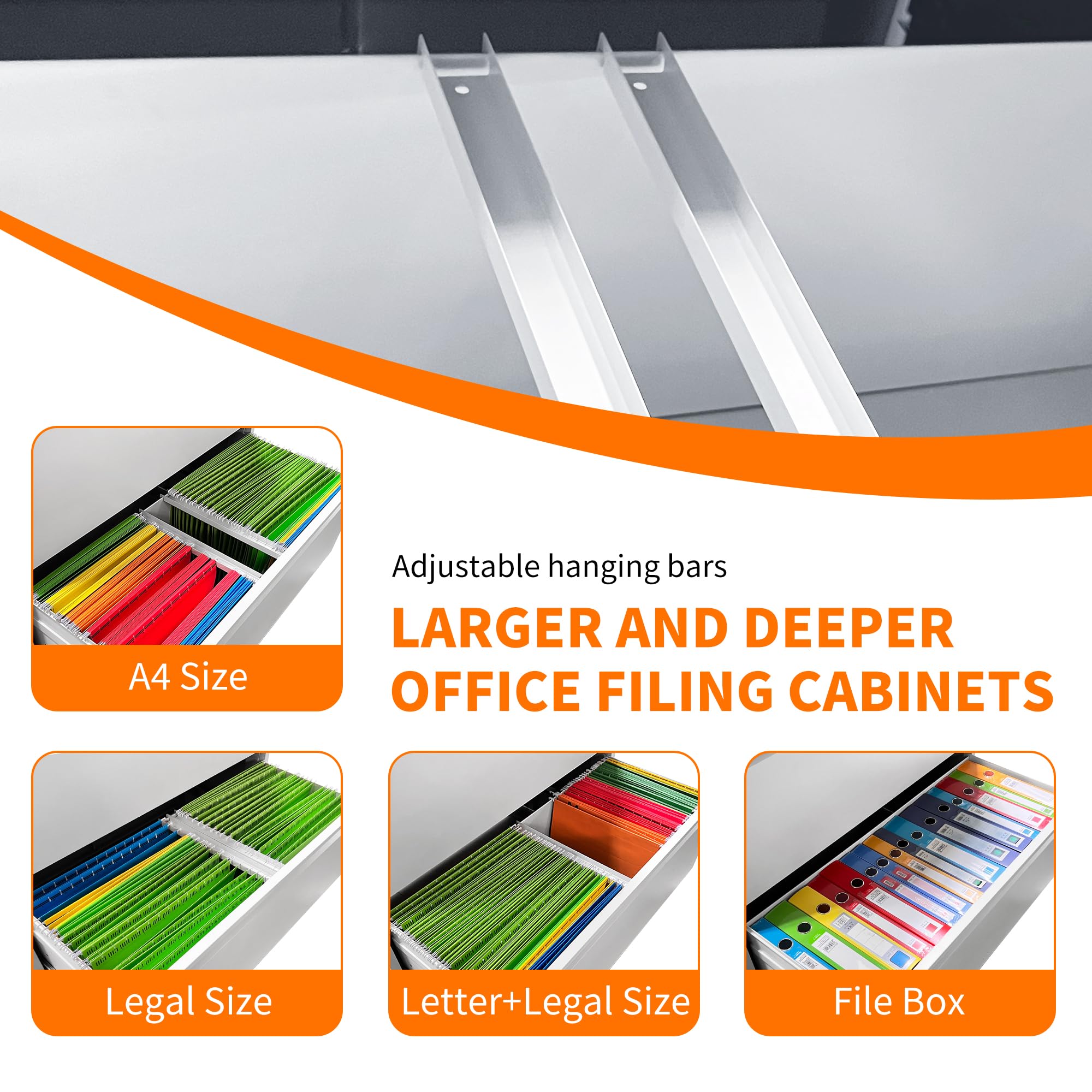 5-Drawer Heavy Duty Locking Lateral File Cabinet - Large Metal Home Office Storage for Legal & Letter Size Files (Assembly Required) - Perfect for Organizing Documents, Office Supplies & Home Office Storage