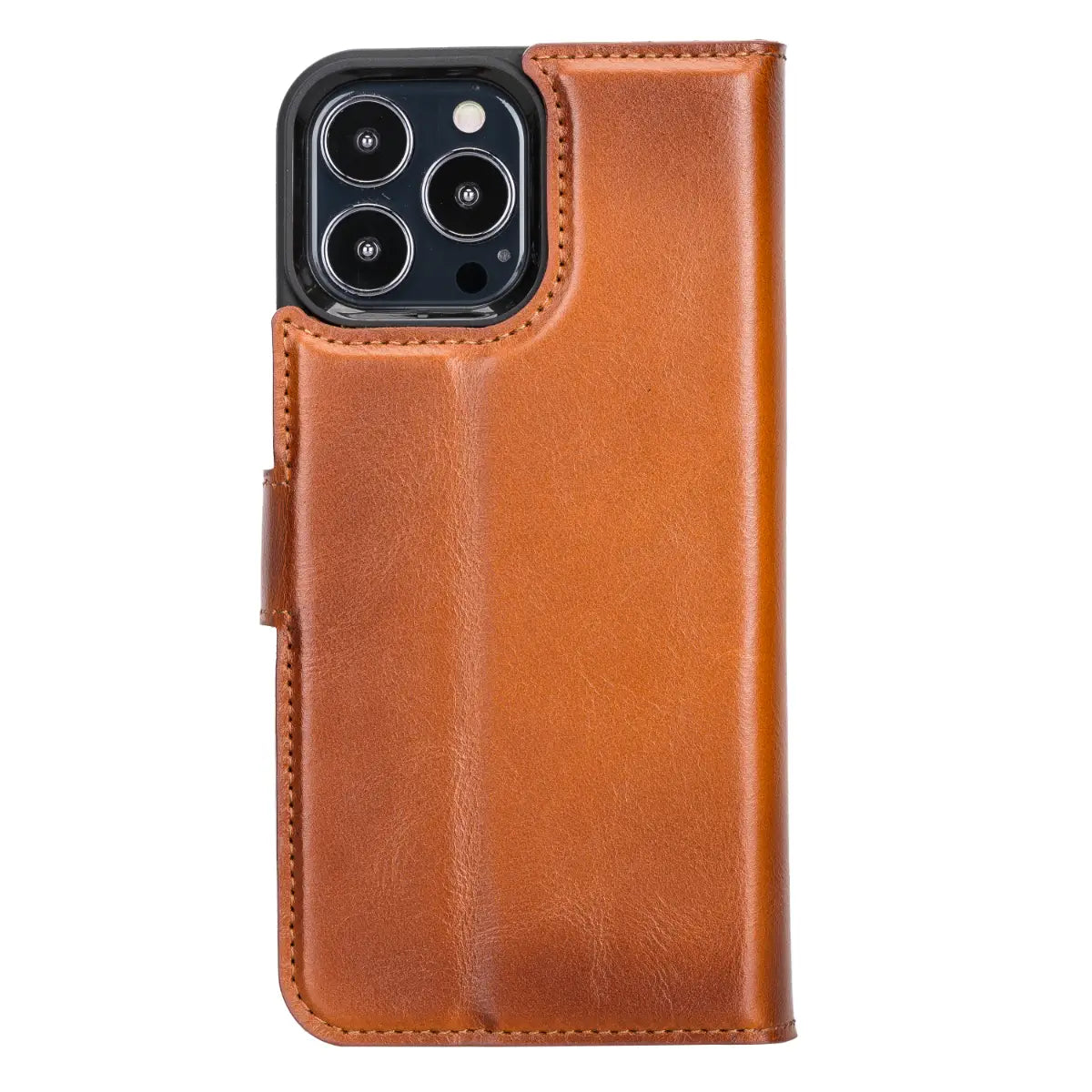 Premium Burnished Tan Leather Wallet Case for iPhone 13 Pro Max - Slim Protective Cover with Card Slots | Perfect for Business, Travel & Everyday Use