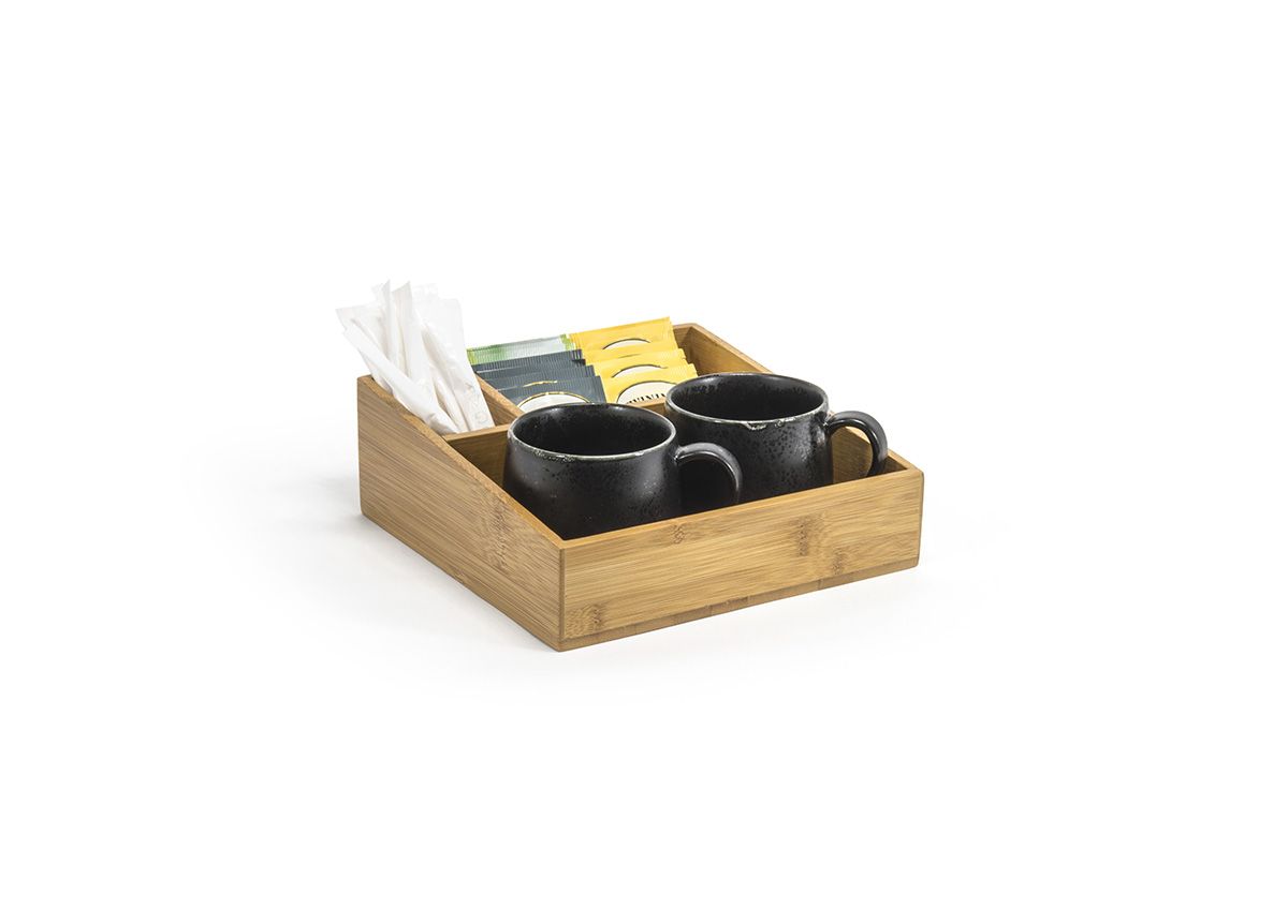 FOH Bamboo Square Accessory Holder - Set of 4 (8.25 Inch) - Jewelry Organizer for Rings, Earrings & Watches - Perfect for Bedroom, Bathroom & Travel Storage