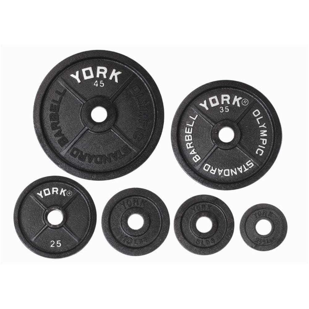 York Barbell Legacy Precision Milled Cast Iron Plate Set - Olympic Weight Plates for Strength Training & Home Gym Workouts - Perfect for Powerlifting, CrossFit & Bodybuilding