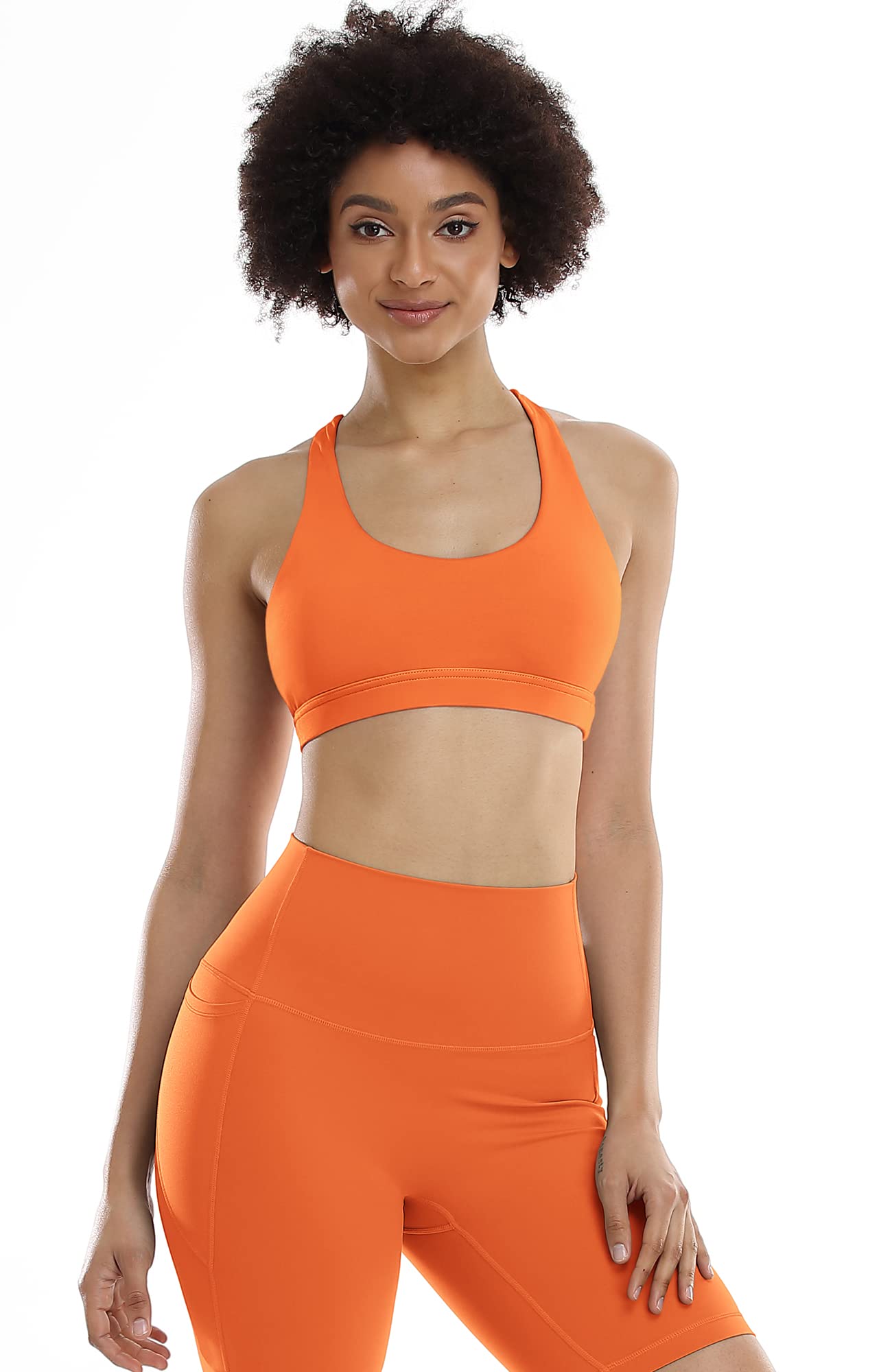 Icyzone Women's Medium Impact Padded Strappy Sports Bra - Workout, Running & Fitness - Breathable & Supportive for Active Lifestyles
