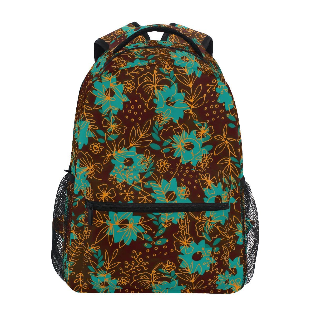 ODAWA Floral Print Teal Brown Girls Backpack for 10-12 Years Old | School Commuter Backpack | Lightweight Durable Bookbag for Middle School & Travel | Perfect for Everyday Use, School Supplies & Weekend Getaways