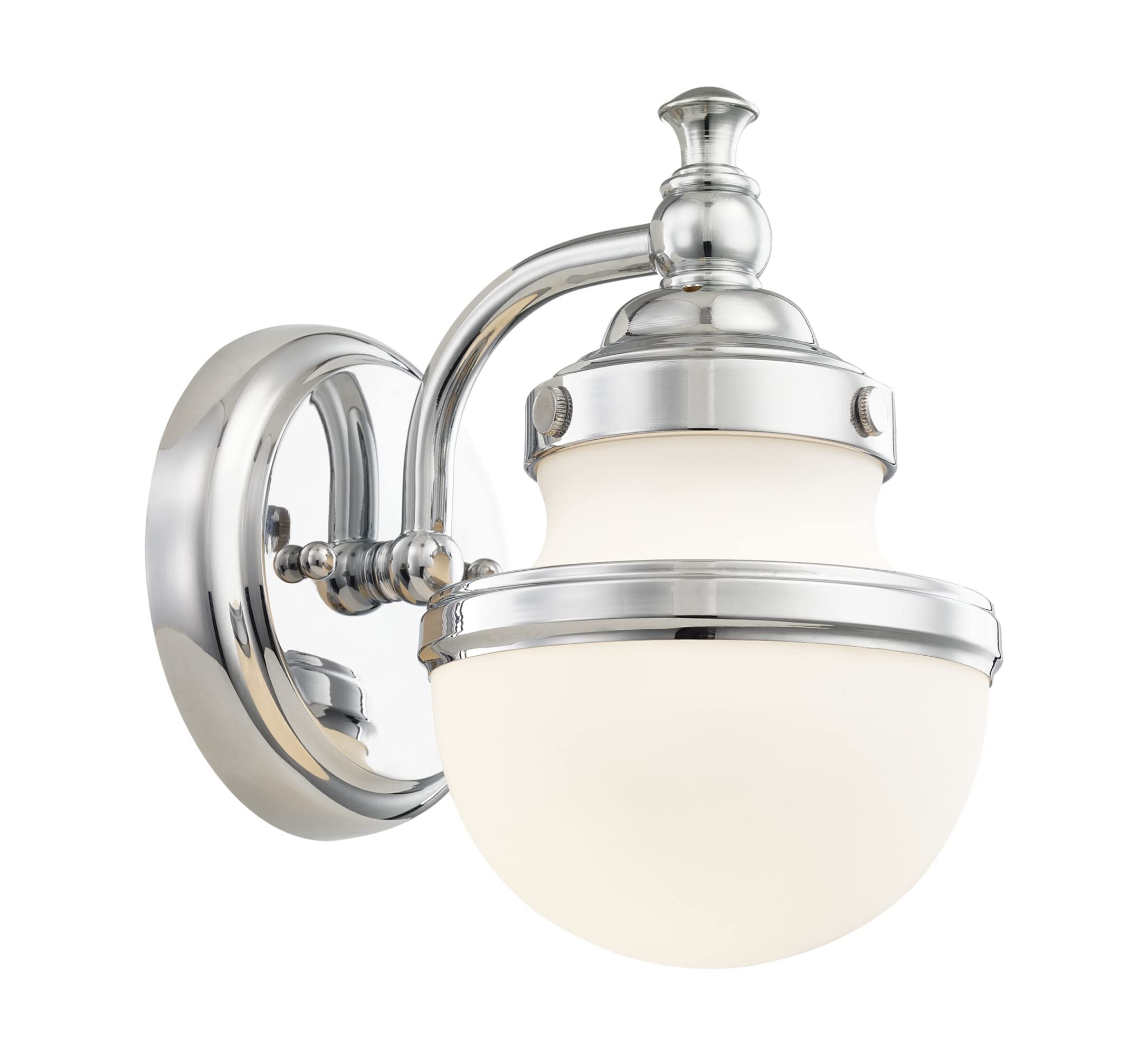 Livex 5711-05 Polished Chrome One Light Bathroom Vanity Light - Oldwick Collection Transitional Style Fixture for Bathroom, Powder Room & Dressing Area