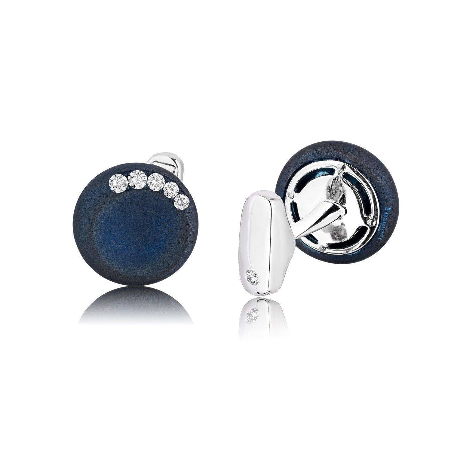 Luxury Blue Titanium & Platinum Cufflinks with Genuine Diamonds - Perfect for Weddings, Business Meetings & Formal Events