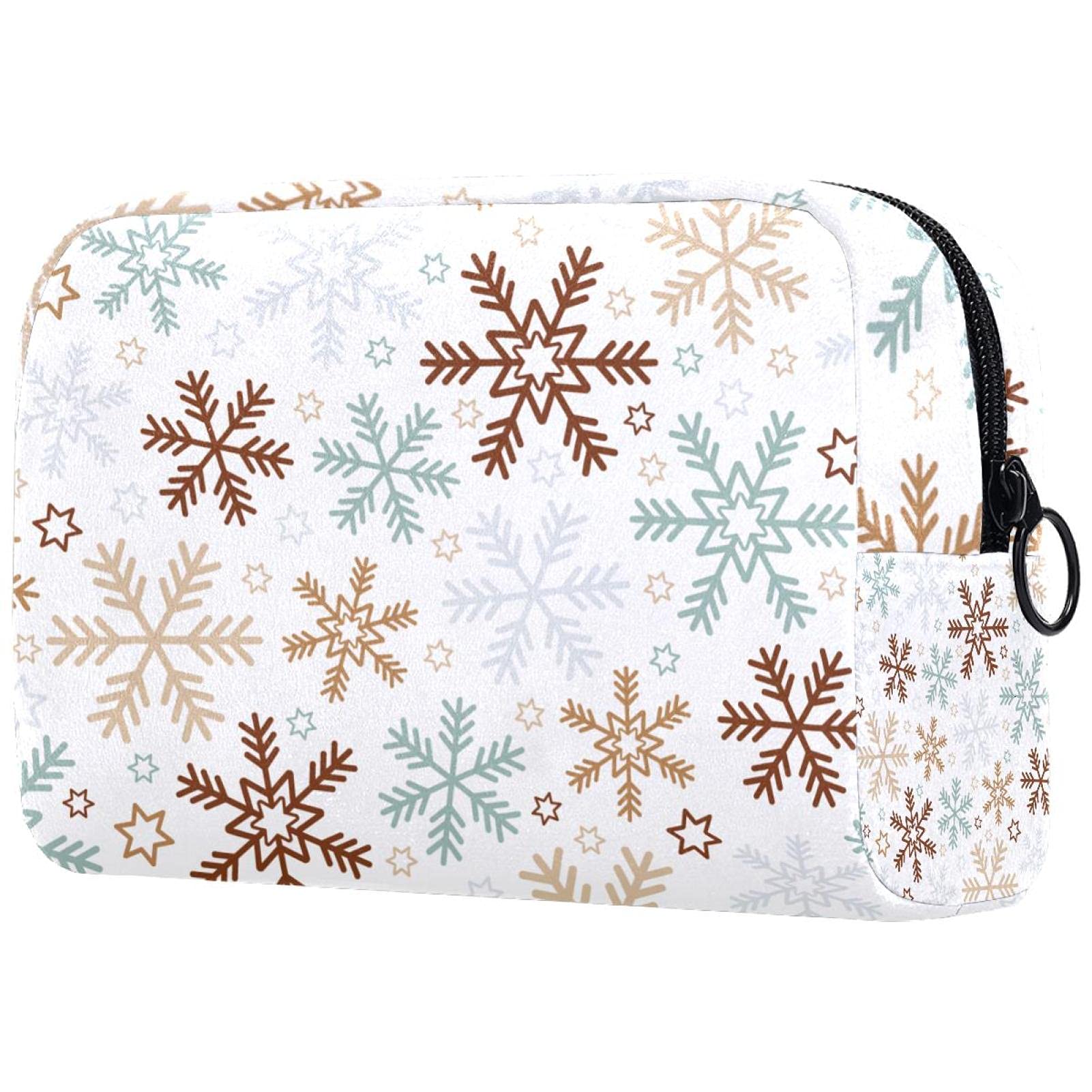 Snowflake Pattern Portable Makeup Bag for Women - Waterproof Travel Cosmetic Pouch & Toiletry Organizer (Perfect for Vacation, Gym, Daily Essentials)