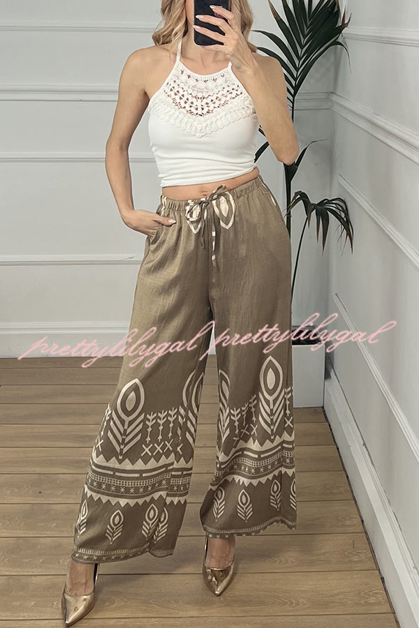 Stylish Elastic Waist Wide Leg Pants with Pockets - Comfortable Casual Women's Trousers for Work, Travel & Everyday Wear