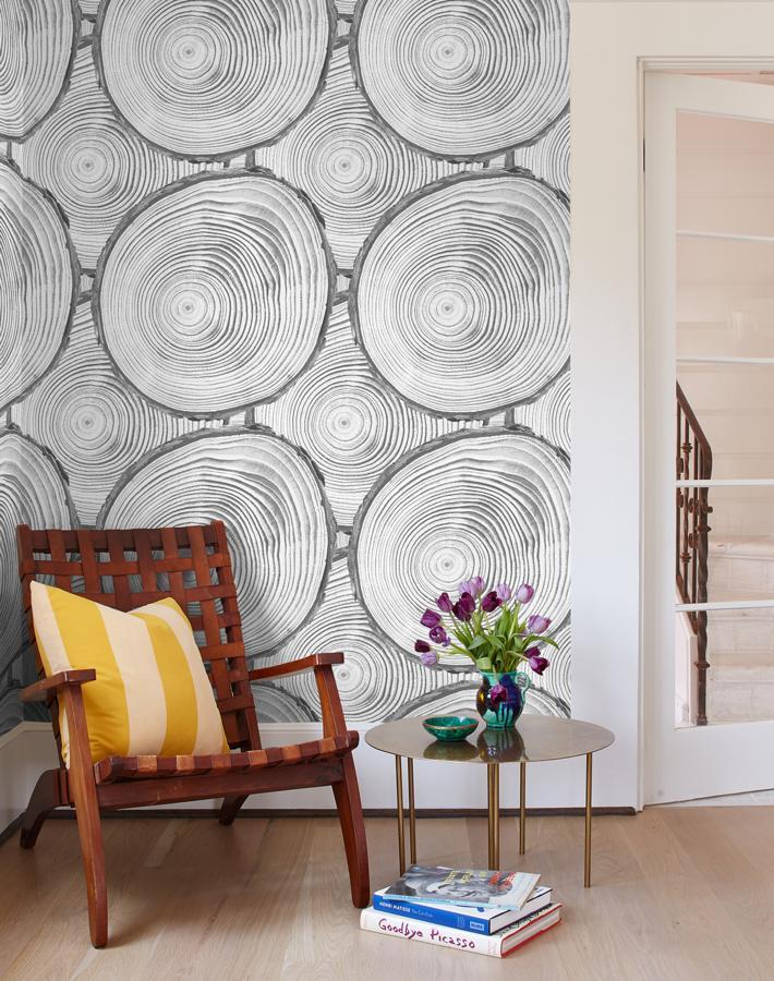 Nathan Turner Grey Faux Bois Wallpaper - Peel and Stick Removable Wallpaper for Living Room, Bedroom, and Office Decor