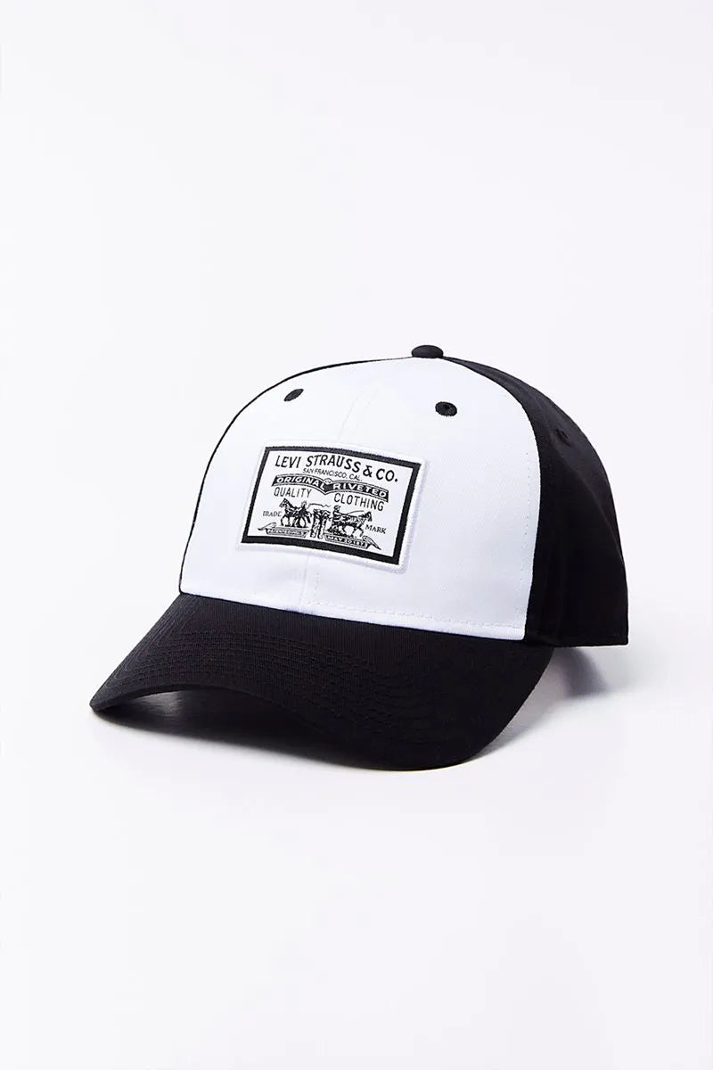 Levi's Men's Structured Curved Brim Baseball Cap - White & Black | Stylish & Comfortable for Outdoor Sports, Casual Wear & Daily Use
