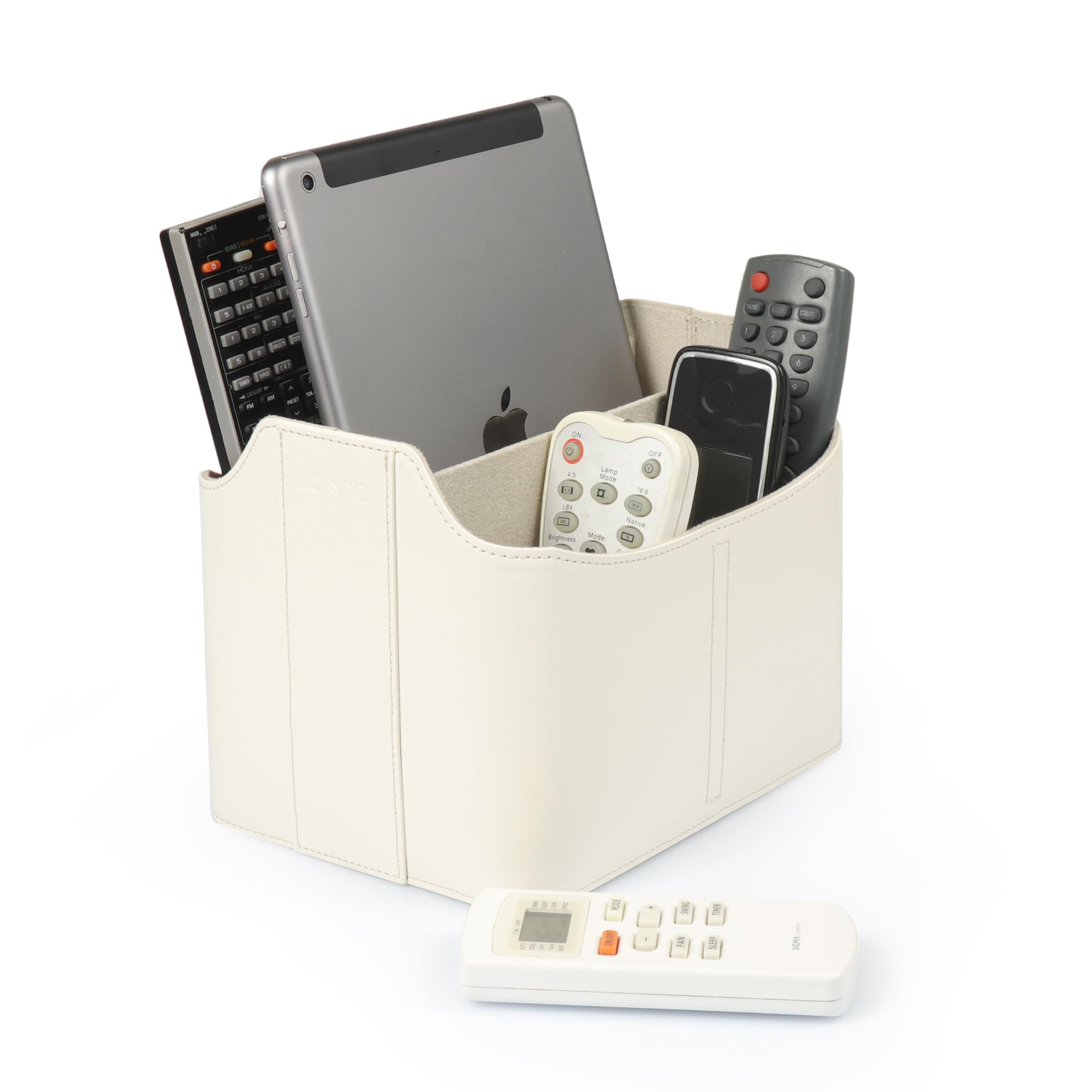 Premium PU Leather Remote Control Holder & Desk Organizer with Tablet Slot - Large Capacity Office Supplies Caddy for Makeup Brushes, Utensils & Stationery - Perfect for Home, Office & Vanity Organization