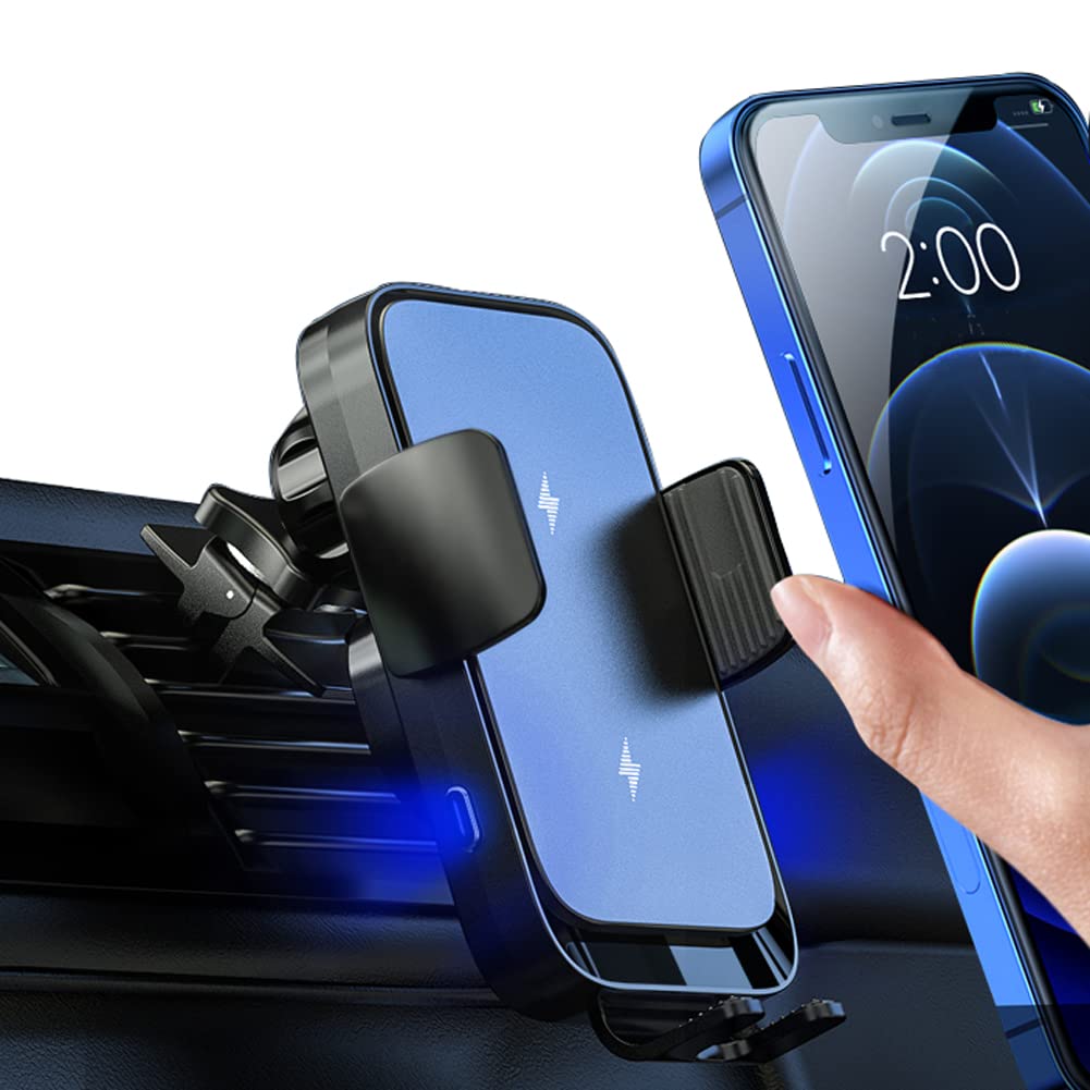 15W Fast Wireless Car Charger - Auto-Clamping Air Vent Phone Mount for iPhone 13/12/11/XS/XR/X/8 & Samsung S21/S20/S10/S9/S8/Note 10 - Secure Hands-Free Charging While Driving (Black) - Perfect for Commuting, Road Trips & Daily Use