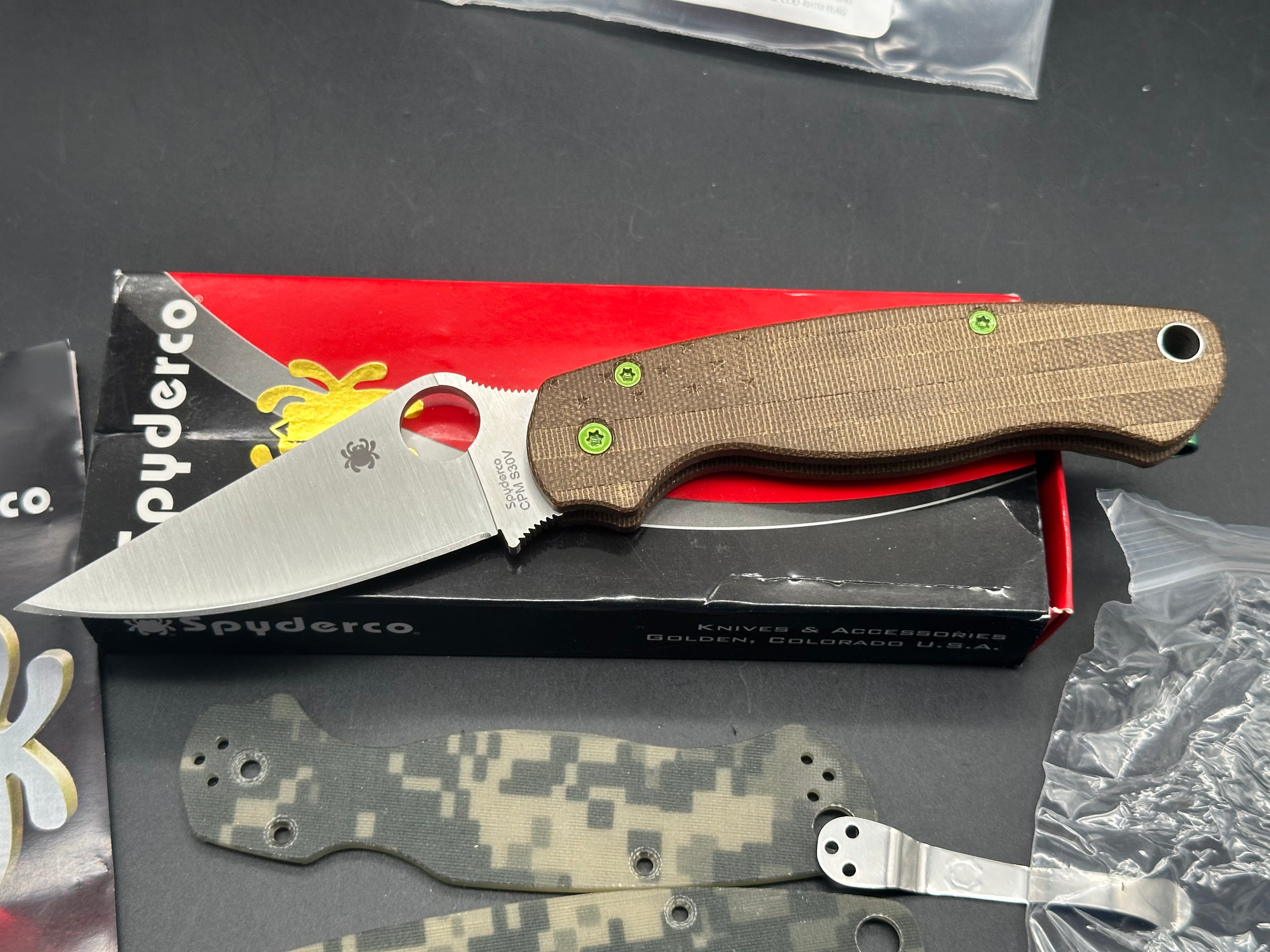 Spyderco Paramilitary 2 Folding Knife with Premium Micarta Handle & S30V Steel Blade - EDC, Outdoor Survival, Camping, Hunting Gear